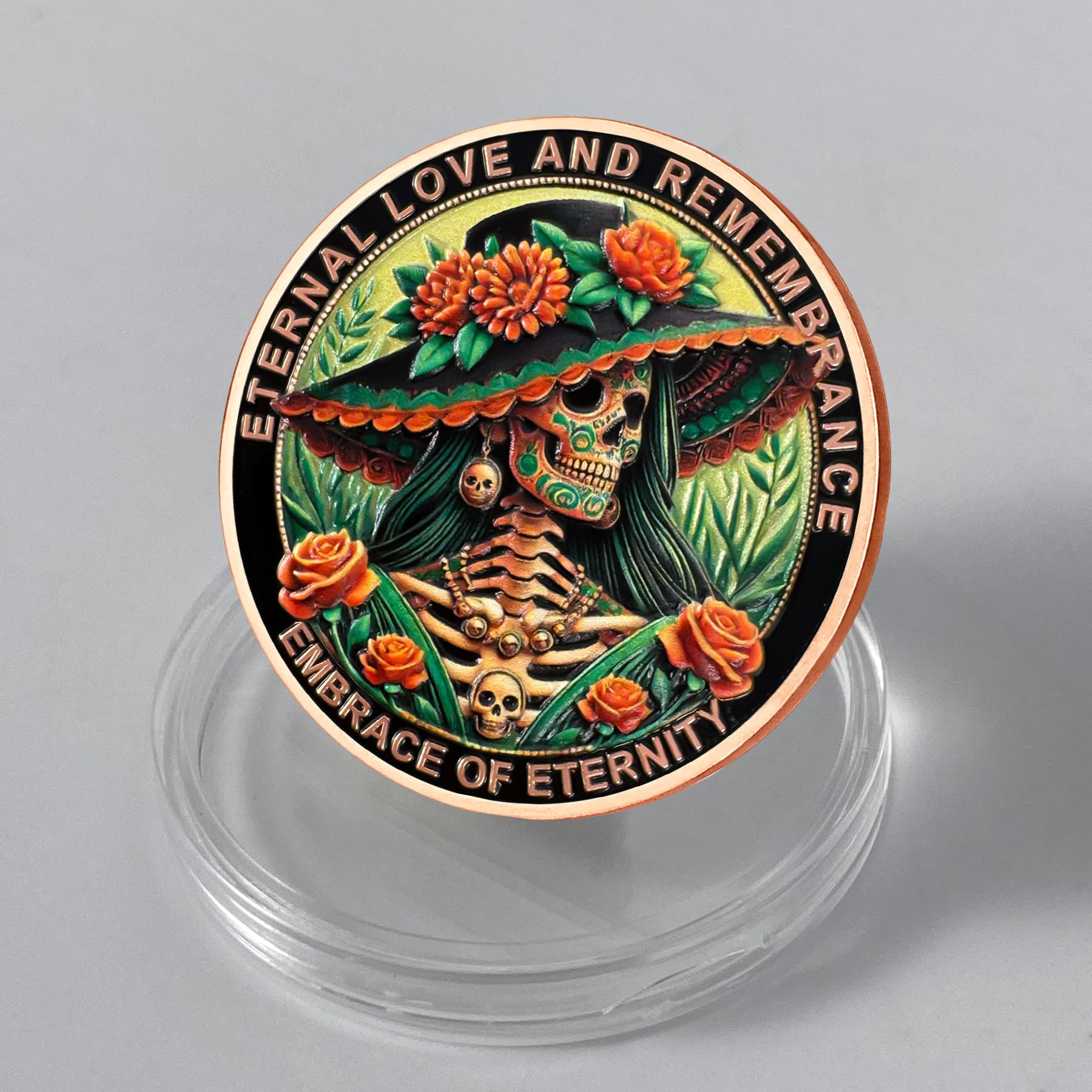Eternal Love & Remembrance Skeleton Couple Dia de Los Muertos Memento Mori Coin mysite