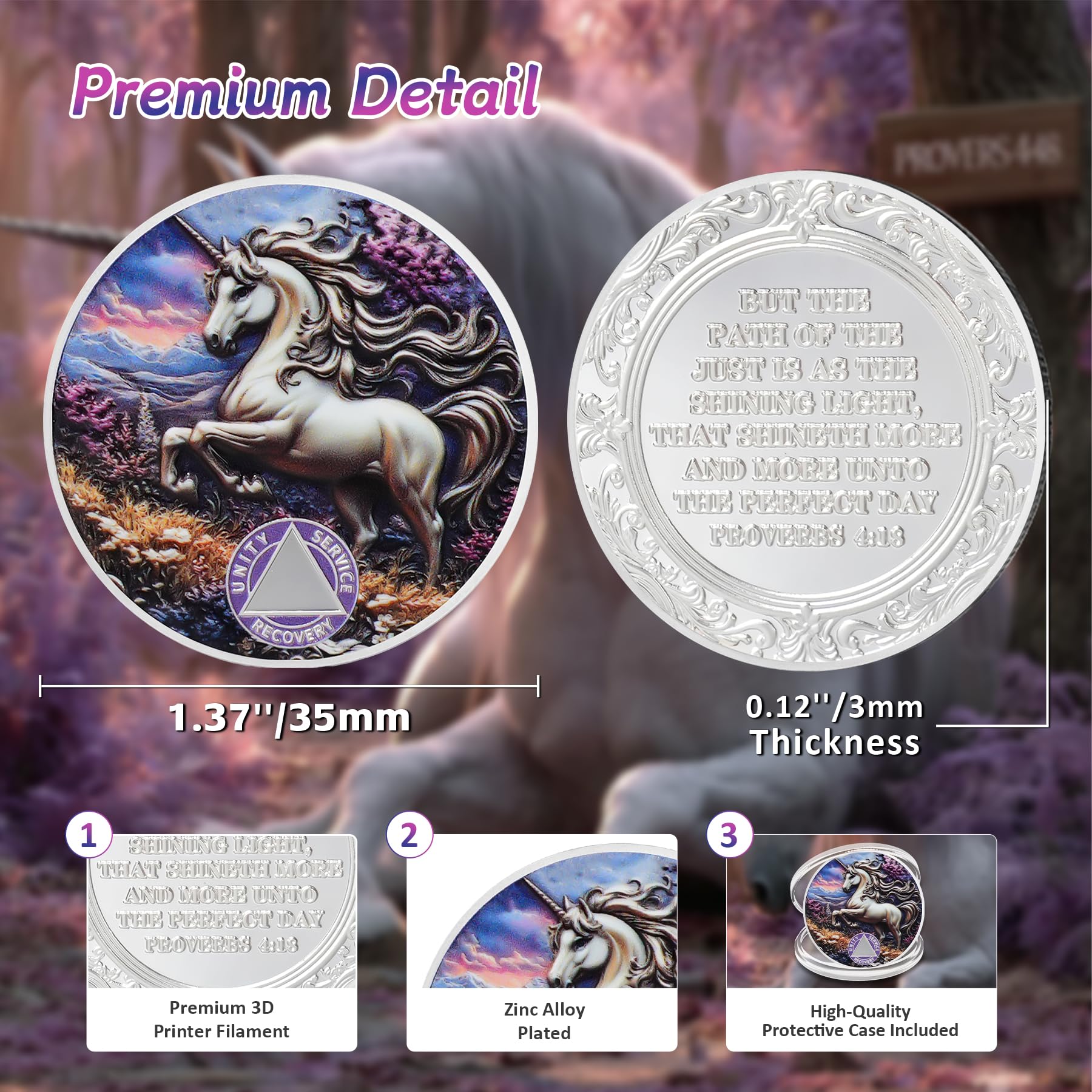 Personalized Pure Unicorn Religious Sobriety Coin mysite