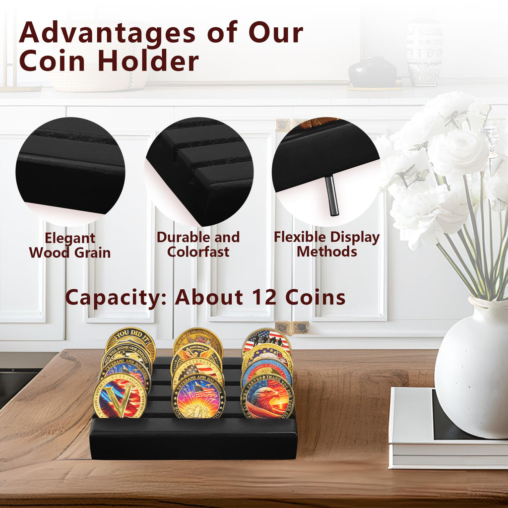 4 Rows Wooden Coin Display mysite