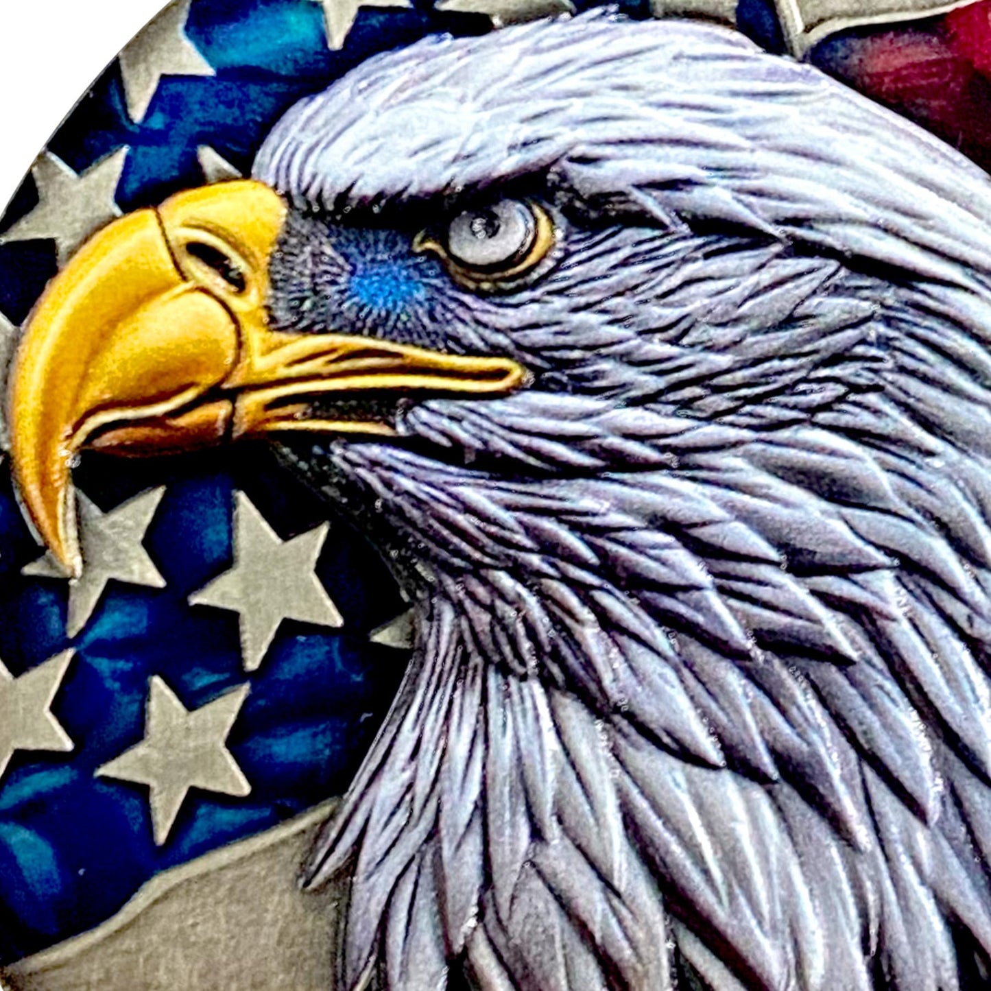 Patriotic Vintage Eagle and Flag Veterans Military Challenge Coin mysite