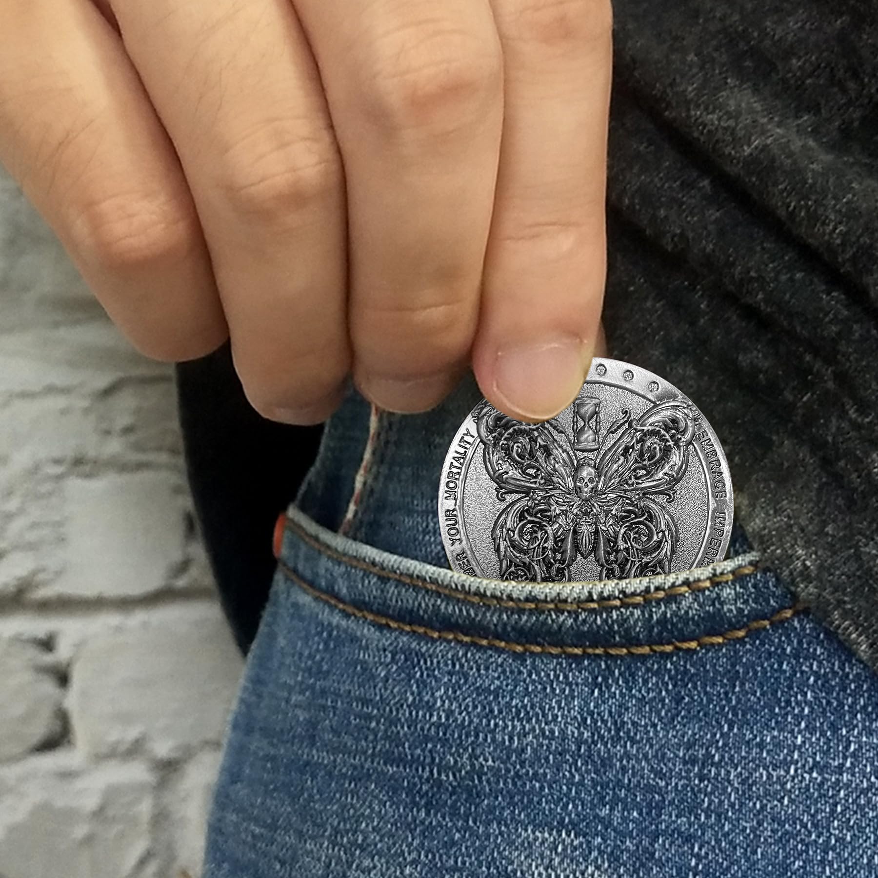 Memento Mori Coin Memento Vivere Skull Token Carpe Diem Reminder mysite