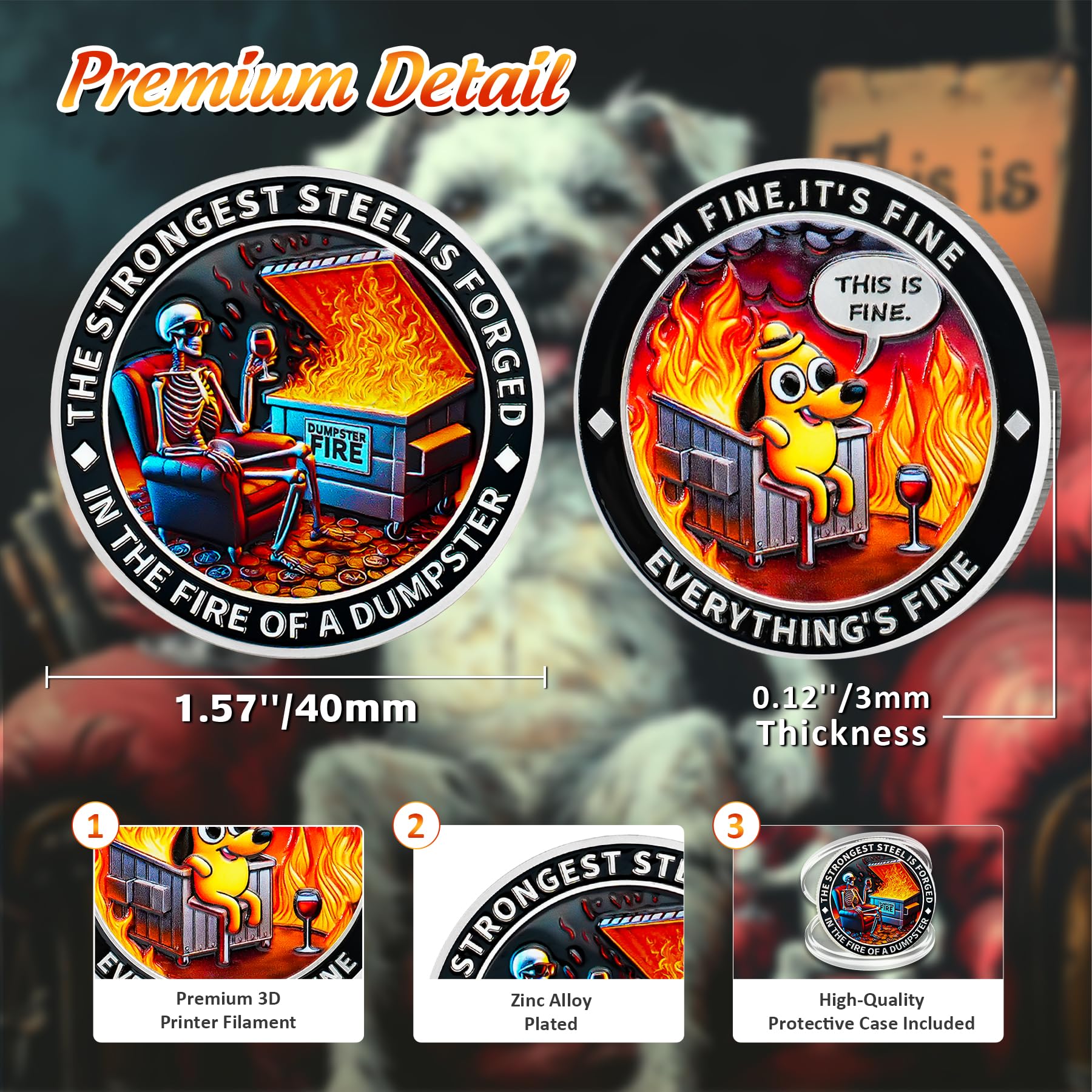 Cool Skull Dumpster Fire Challenge Coin mysite