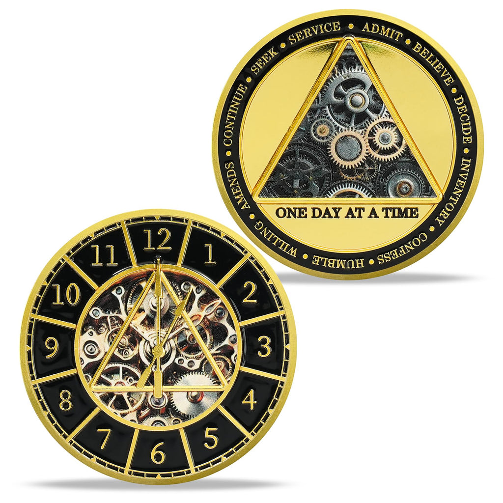 Clock & Gear Design 12 Steps Sobriety Coin mysite