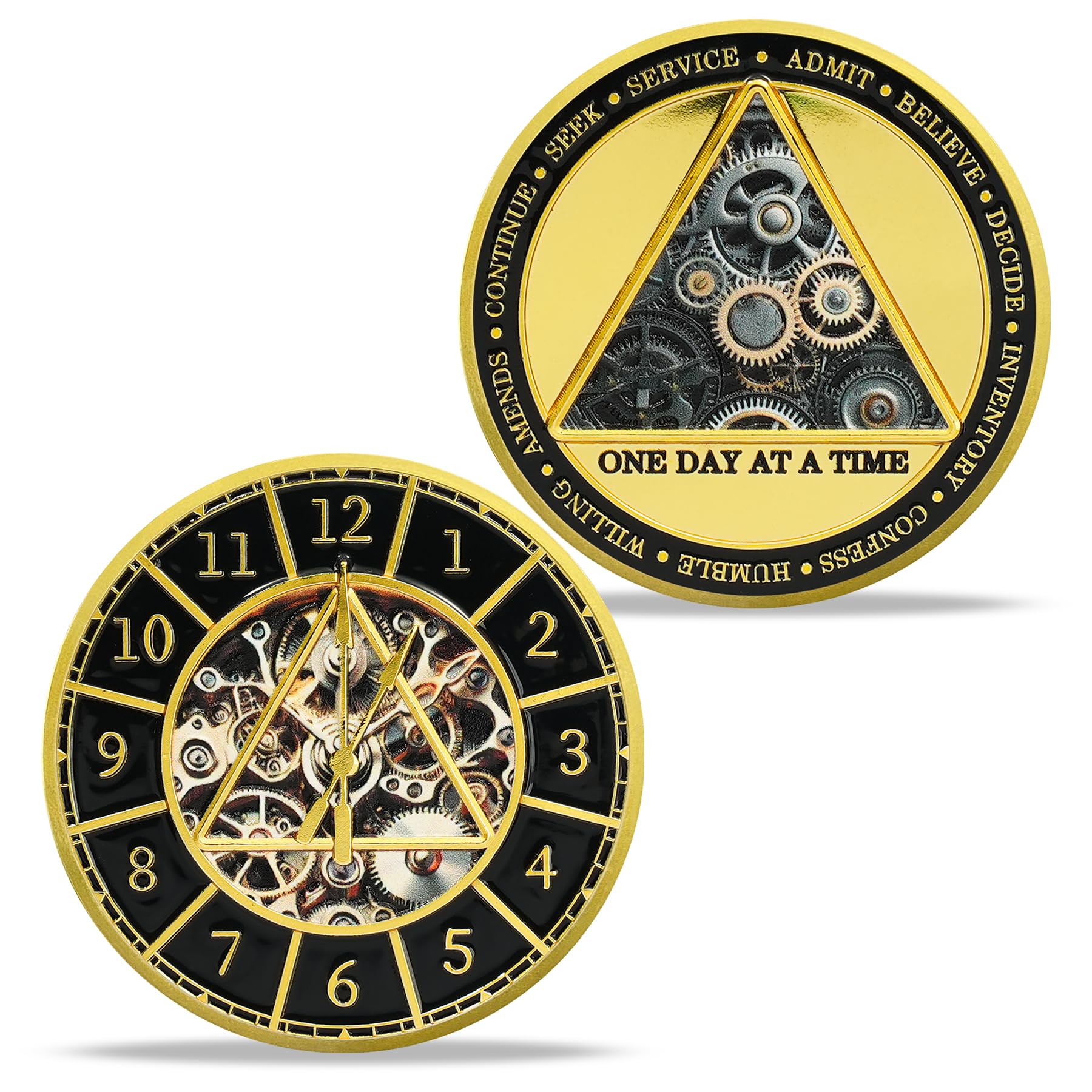 Clock & Gear Design 12 Steps Sobriety Coin mysite
