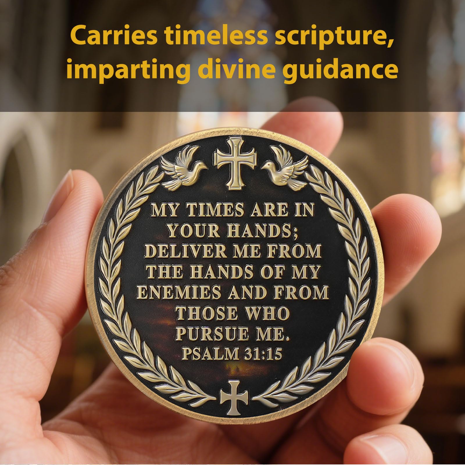 Time in God's Hands with Psalm 31:15 Tokenara Christian Challenge Coin mysite