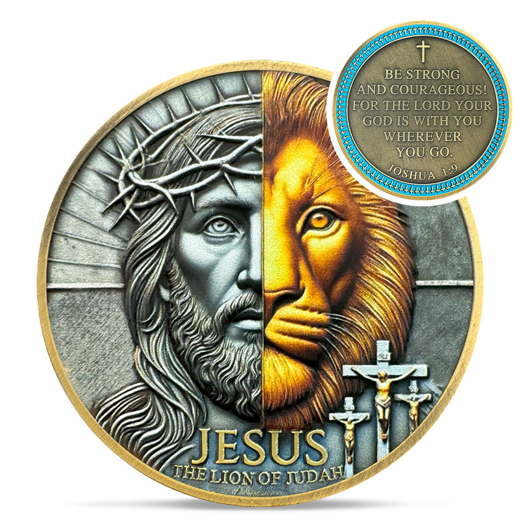 Crown of Thorns Jesus Lion of Judah Joshua 1:9 Religious Challenge Coin mysite