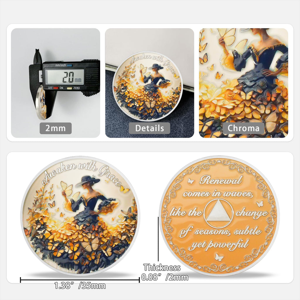 Fall Leaves & Serenity Girl Autumn Sobriety Coin mysite