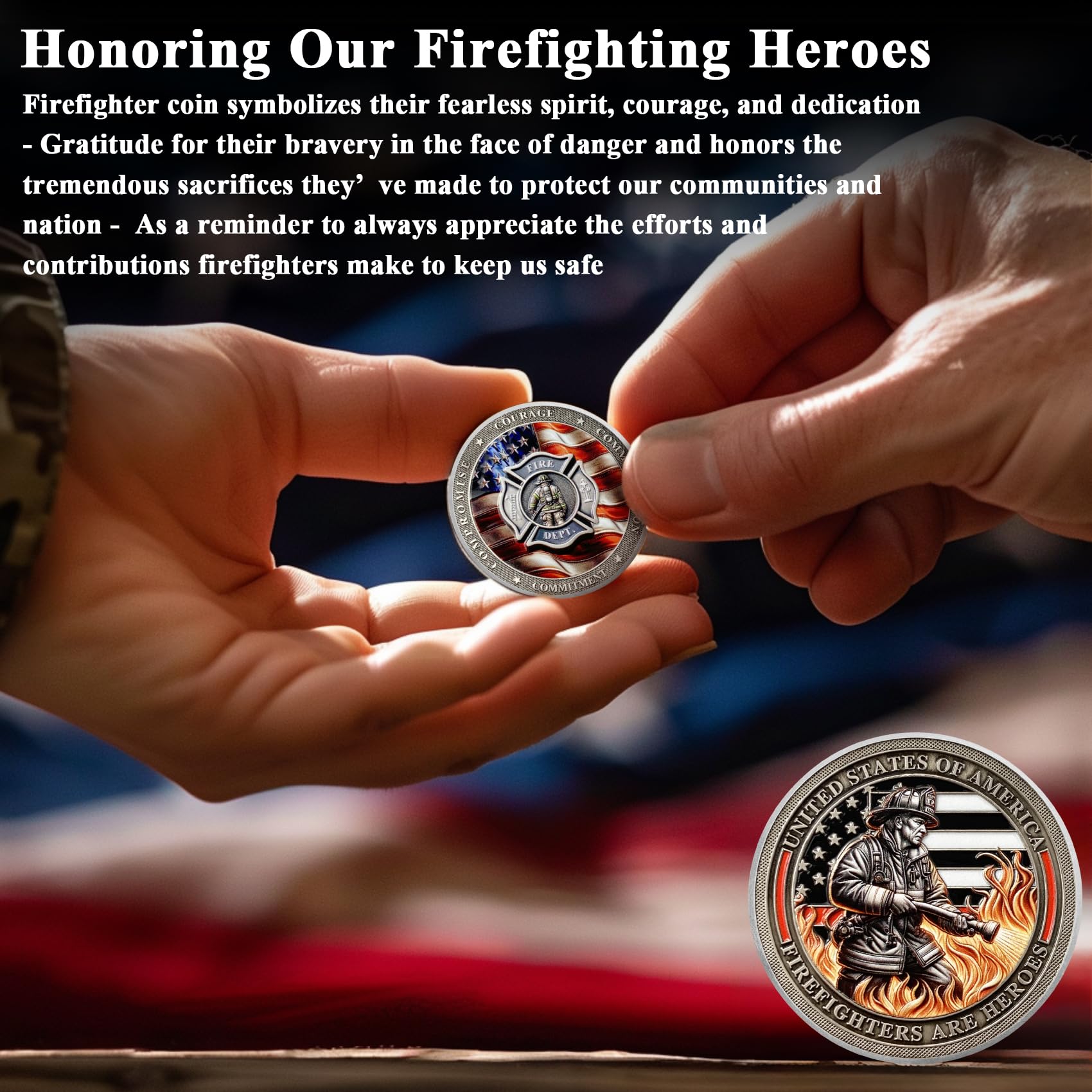 Flame Fire Hose Commemorativer Honor Fire Department Rescue Prayer  Coins mysite