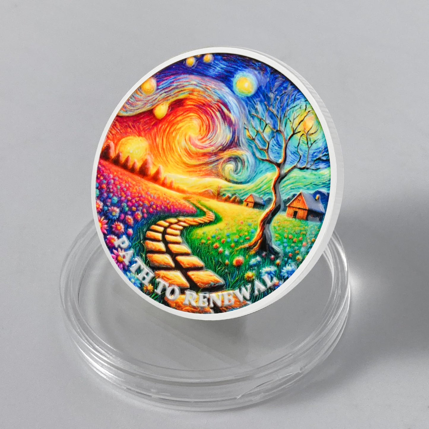 Starry Night Road Path to Renewal Sobriety Coin mysite