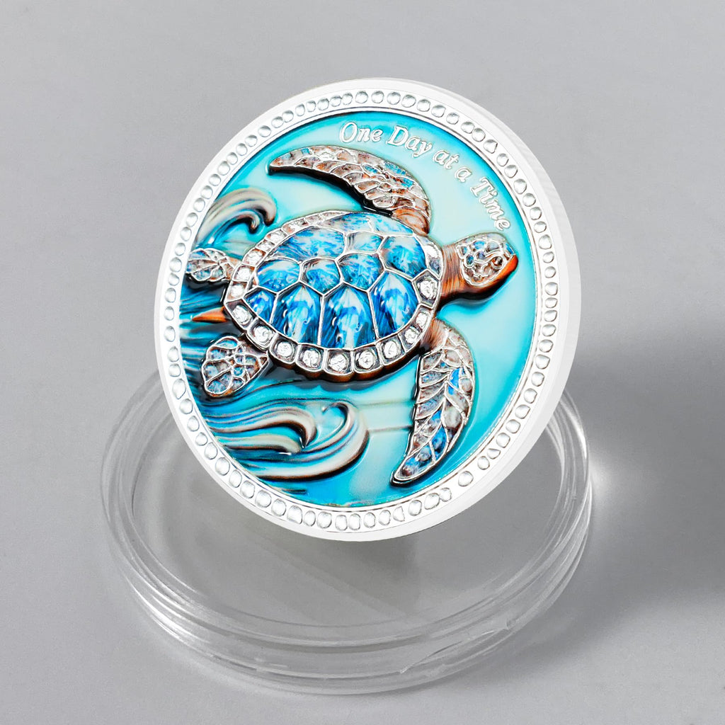 Inspirational Sobriety Coin with 3D Turtle mysite