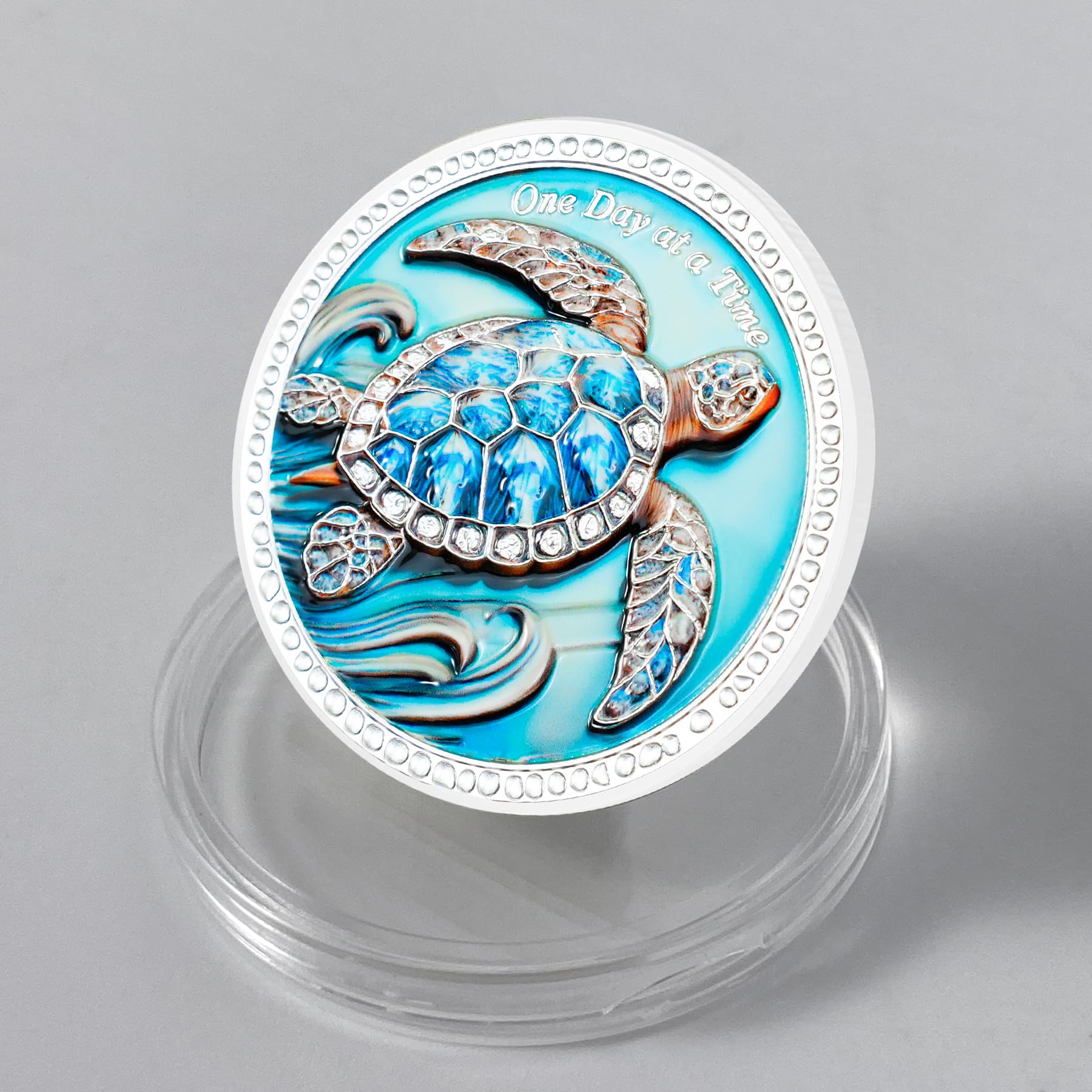Inspirational Sobriety Coin with 3D Turtle mysite