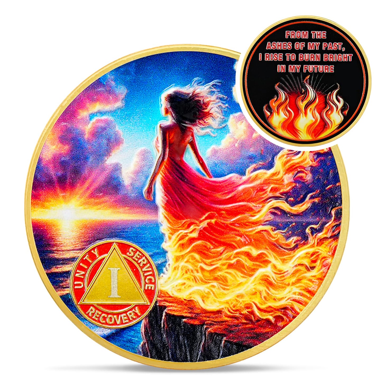 Personalized Rising from The Ashes One Year Reborn Fairy Sobriety Coin mysite