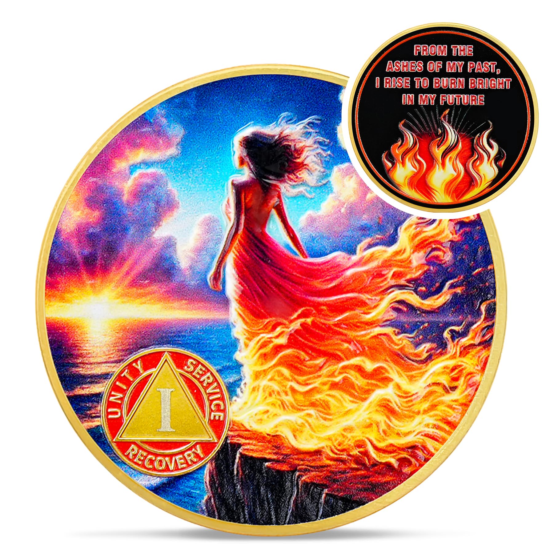 Personalized Rising from The Ashes One Year Reborn Fairy Sobriety Coin mysite
