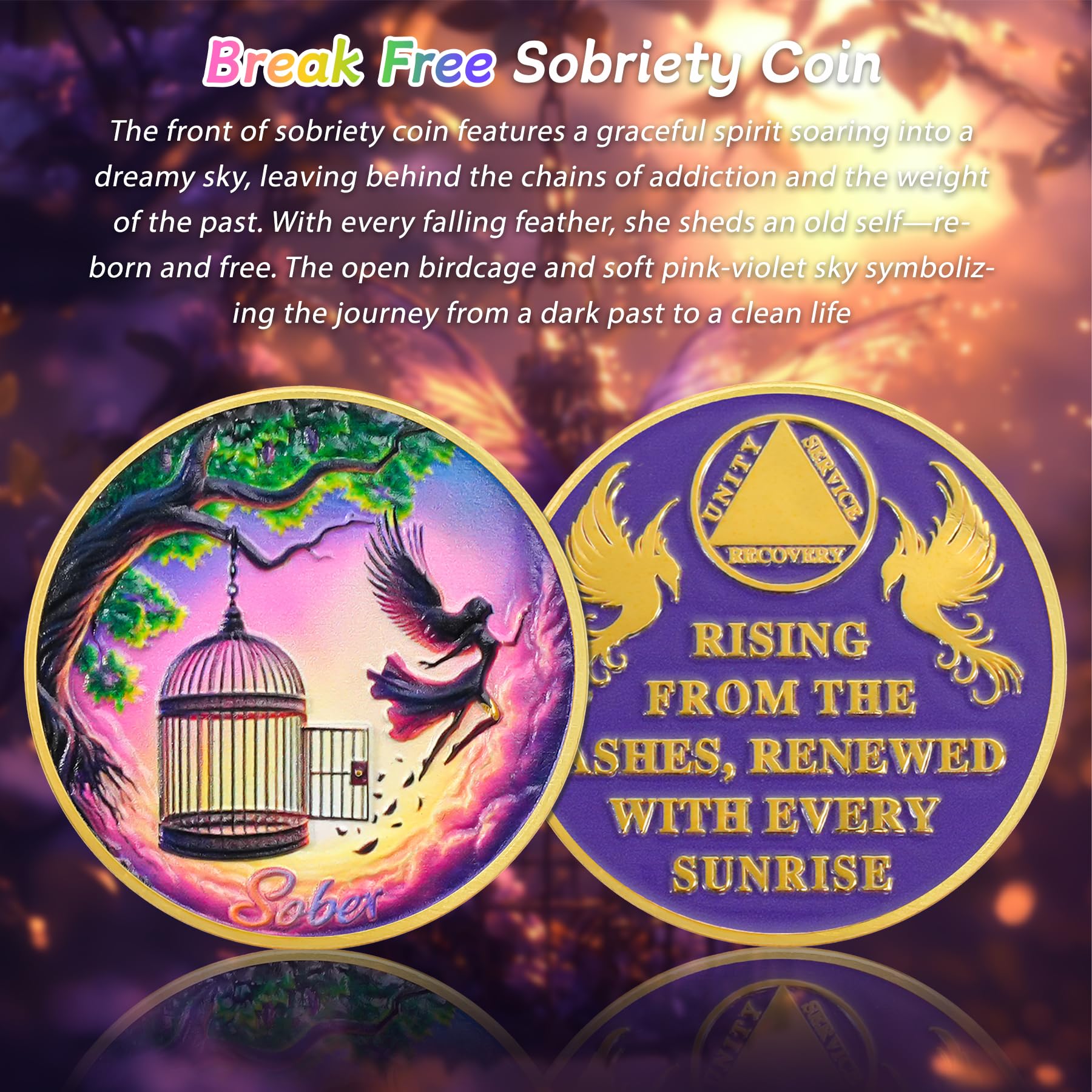Break Free Rising from The Ashes Phoenix Original Sobriety Coin mysite