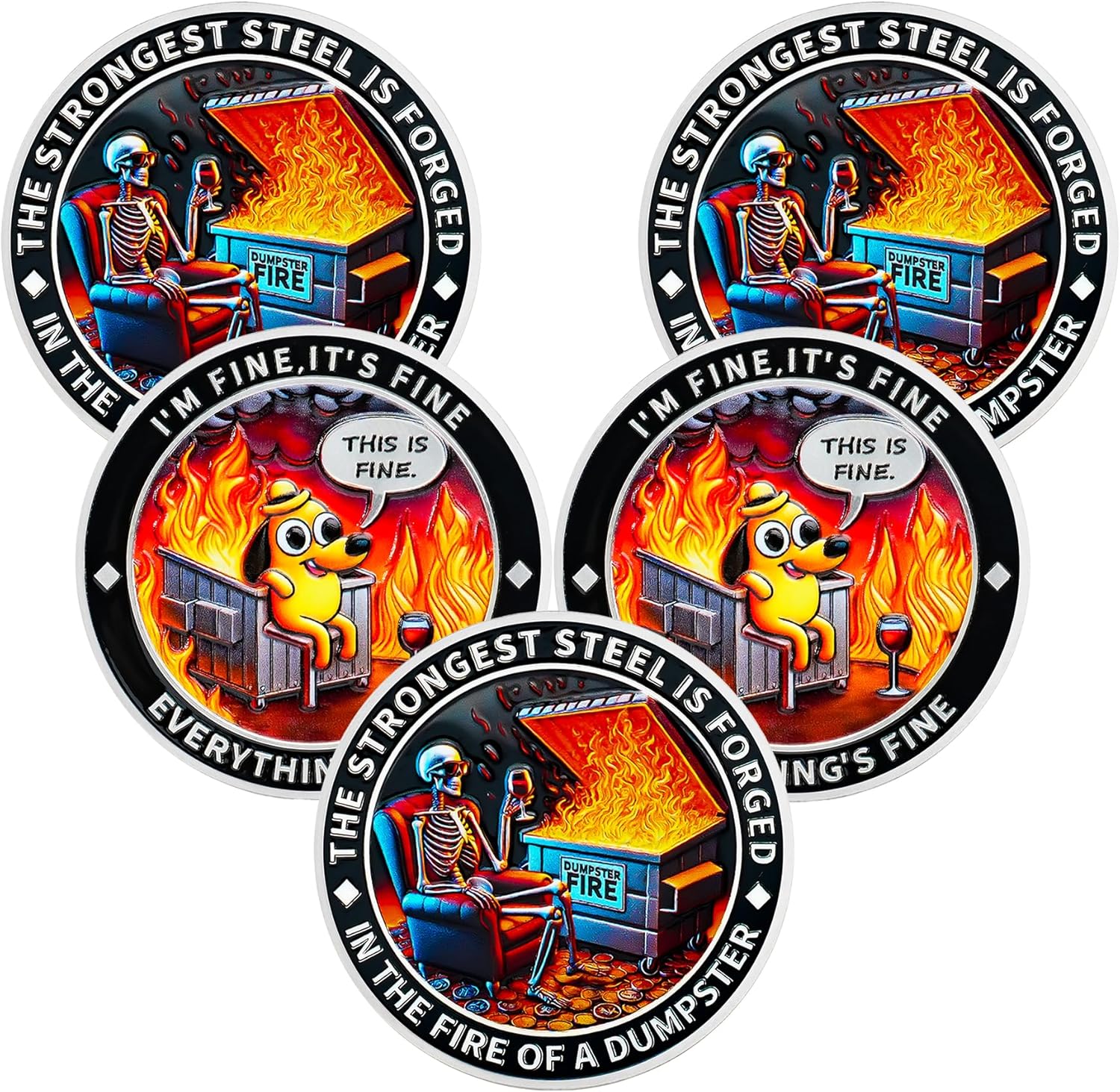 Cool Skull Dumpster Fire Challenge Coin mysite