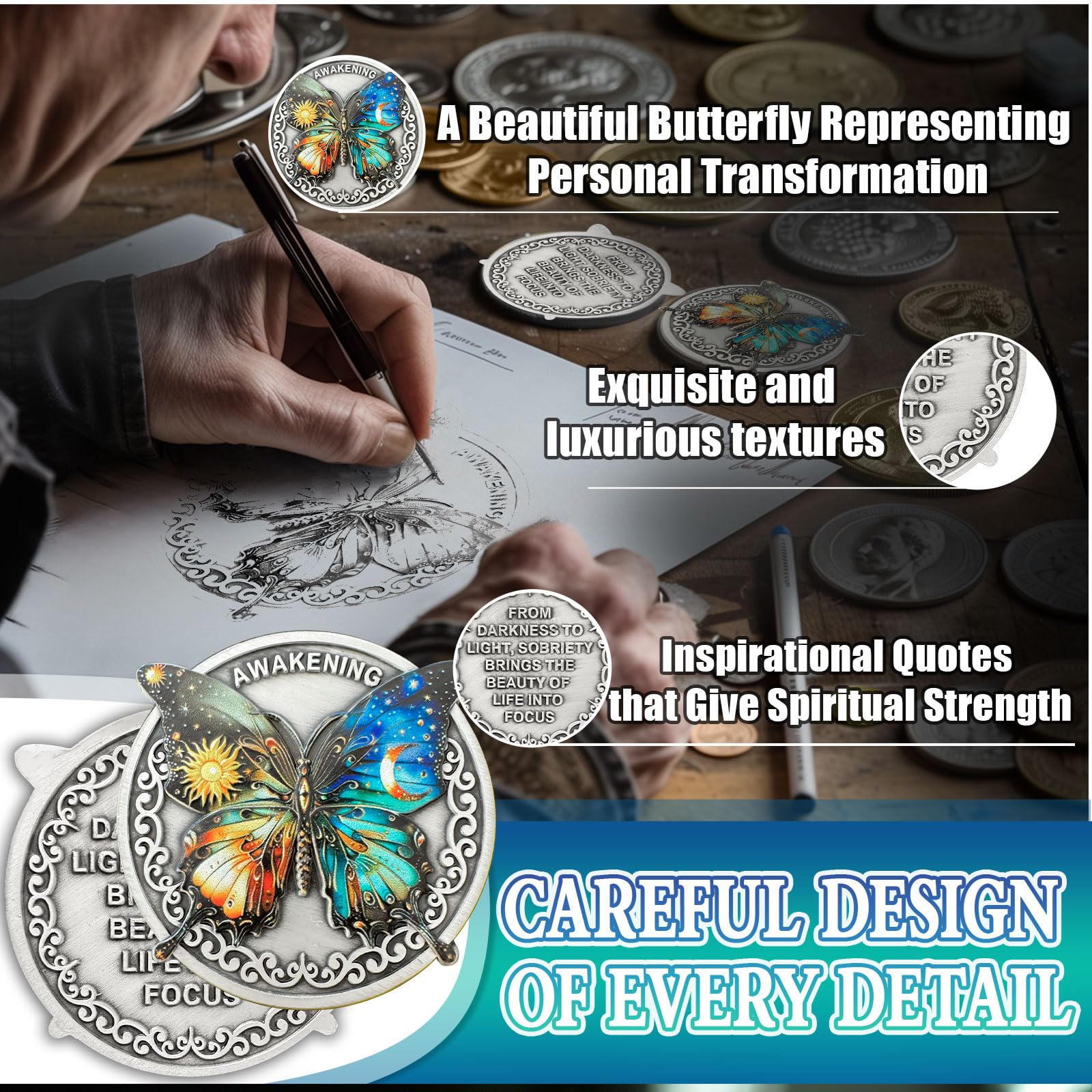 Original Darkness to Light Butterfly Sobriety Coin mysite