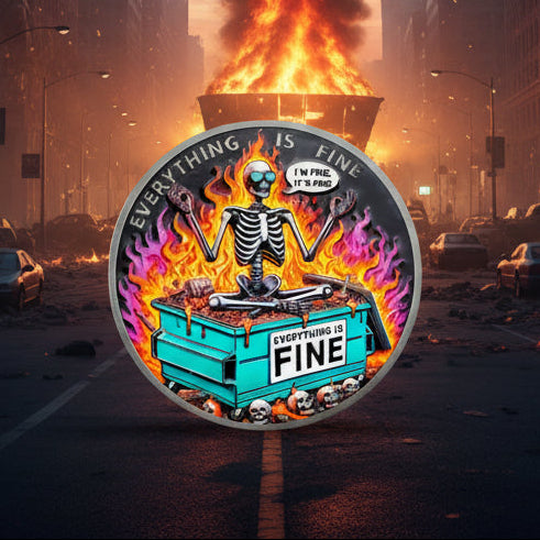 Colorful Skull Dumpster Fire Challenge Coin mysite