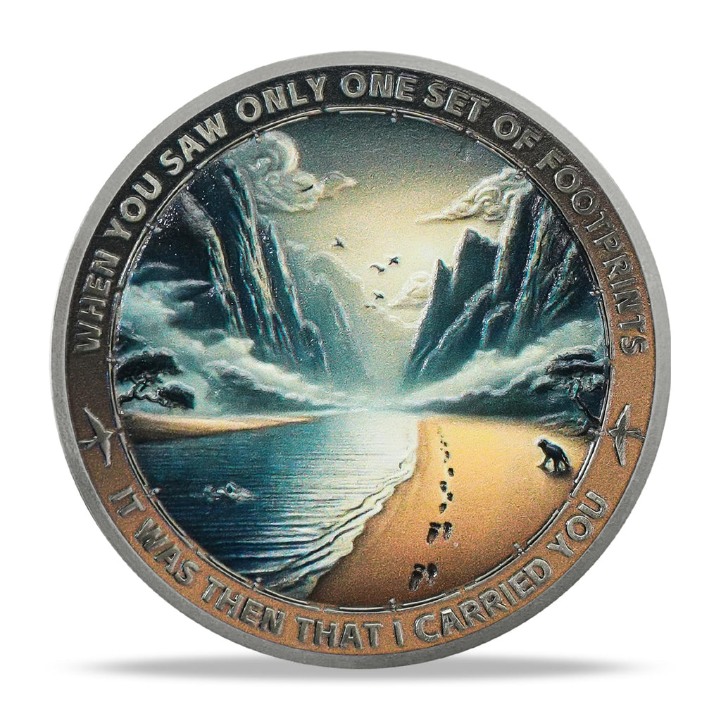 Mountain Trail Footprints Religious Coin mysite