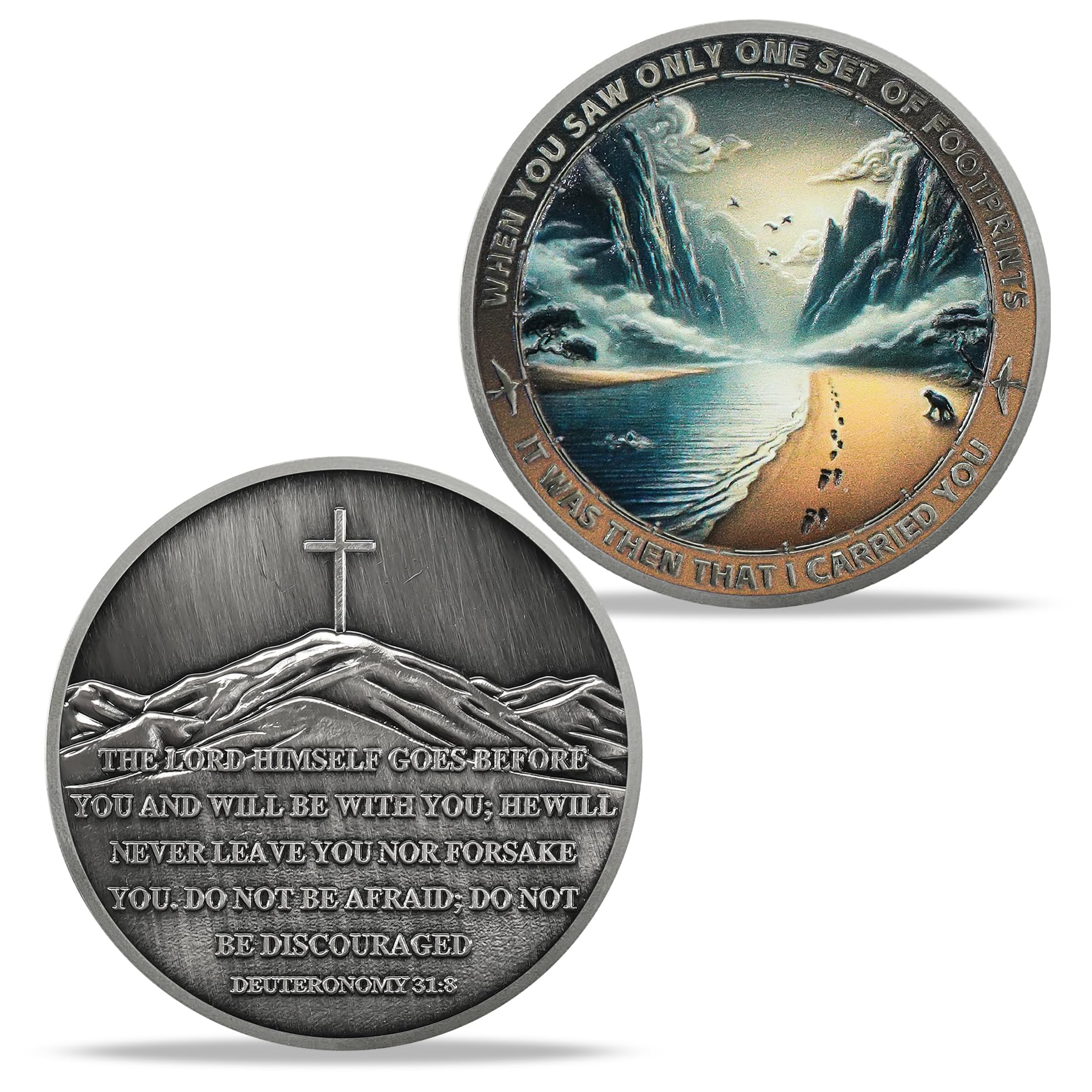 Mountain Trail Footprints Religious Coin mysite