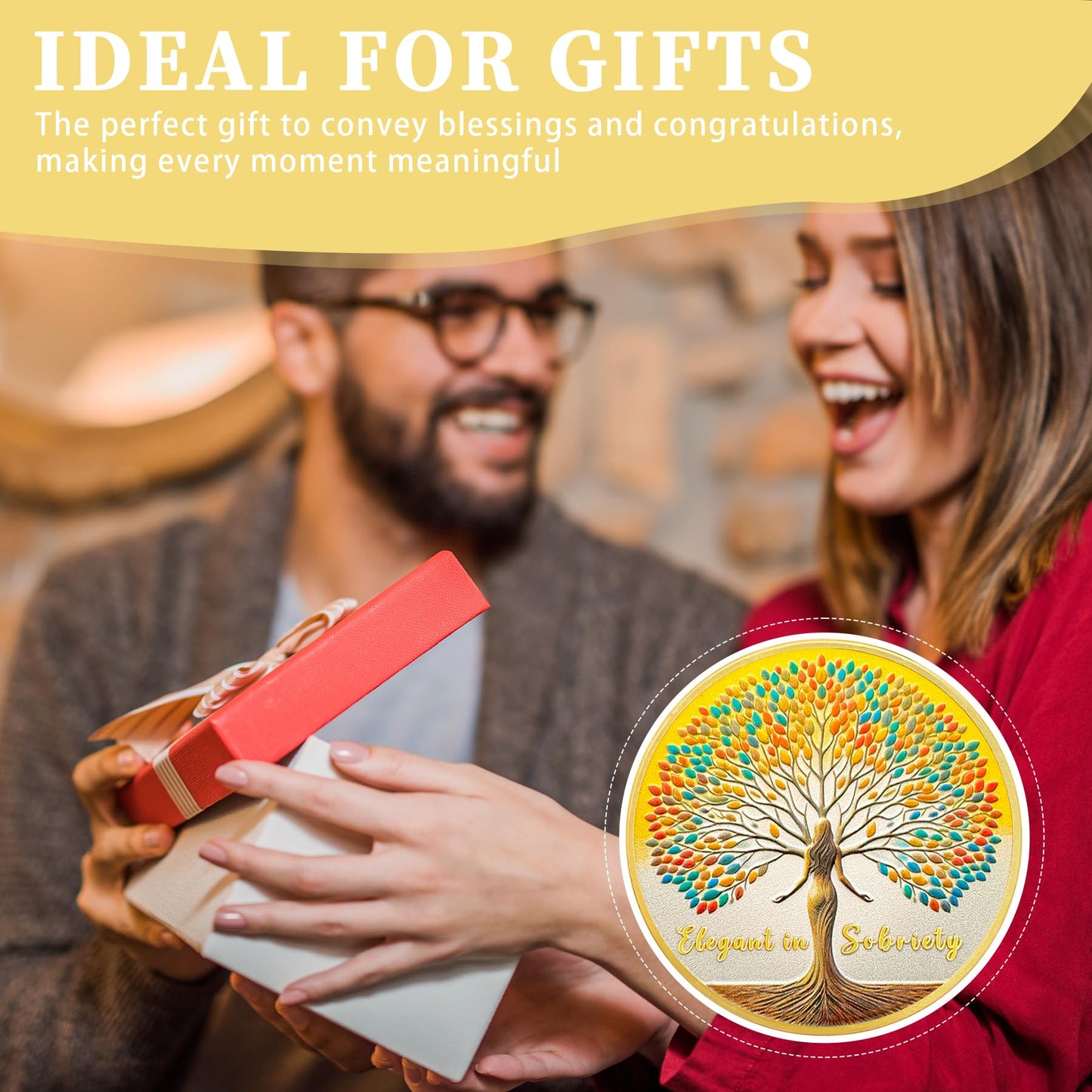 Woman Tree Affirmation Sobriety Coin mysite