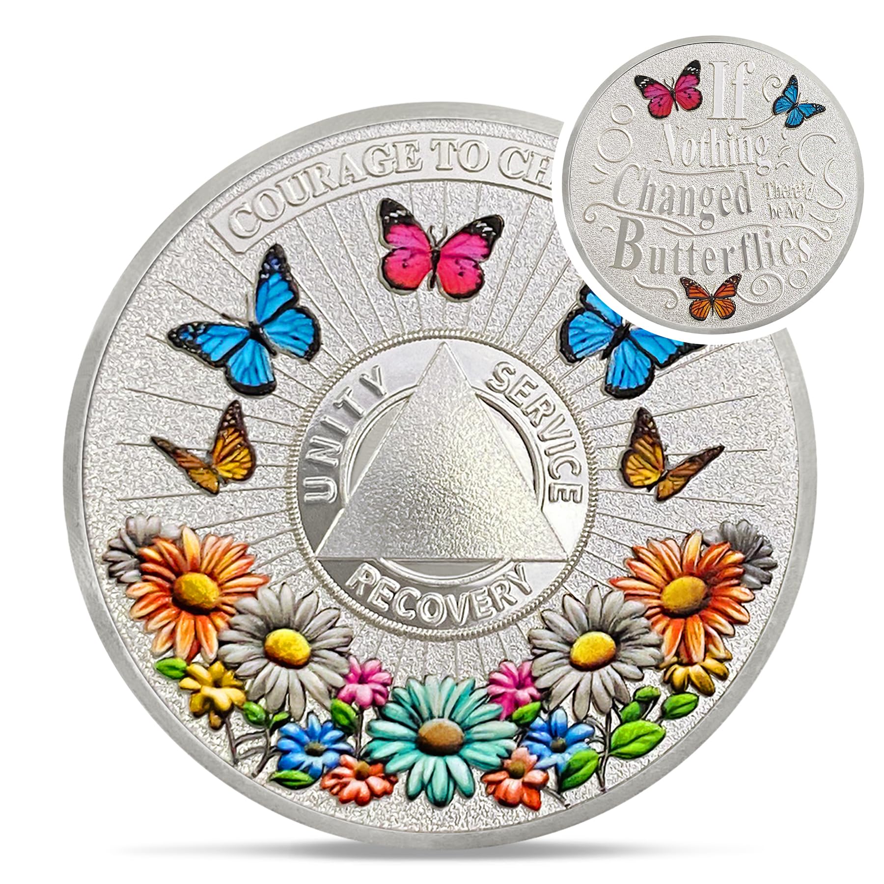 Personalized Recovery Colorful Sunflower Sobriety Coin mysite
