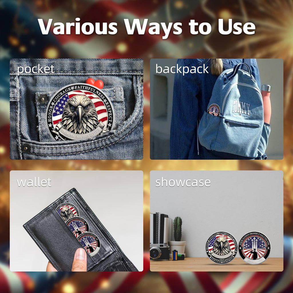 Saluting Soldier Eagle Emblem Patriotic Veteran Military Challenge Coin mysite