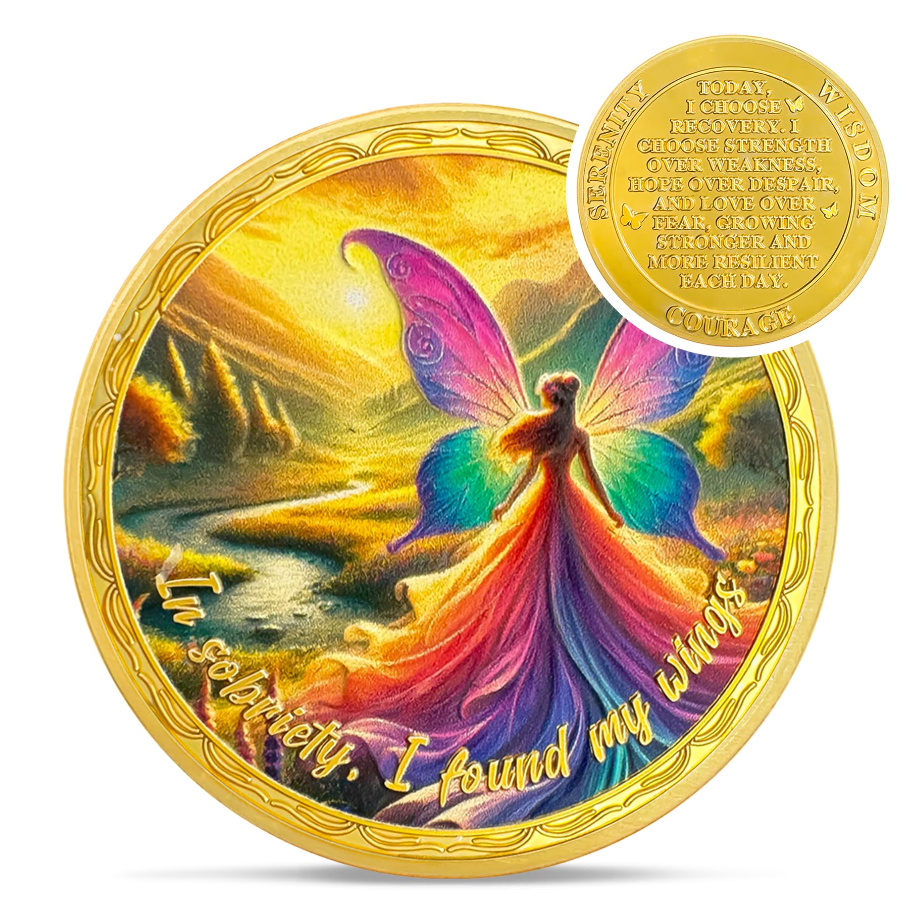 Affirmation Sunlight Fairy Mountains Recovery Addiction Sobriety Coin mysite