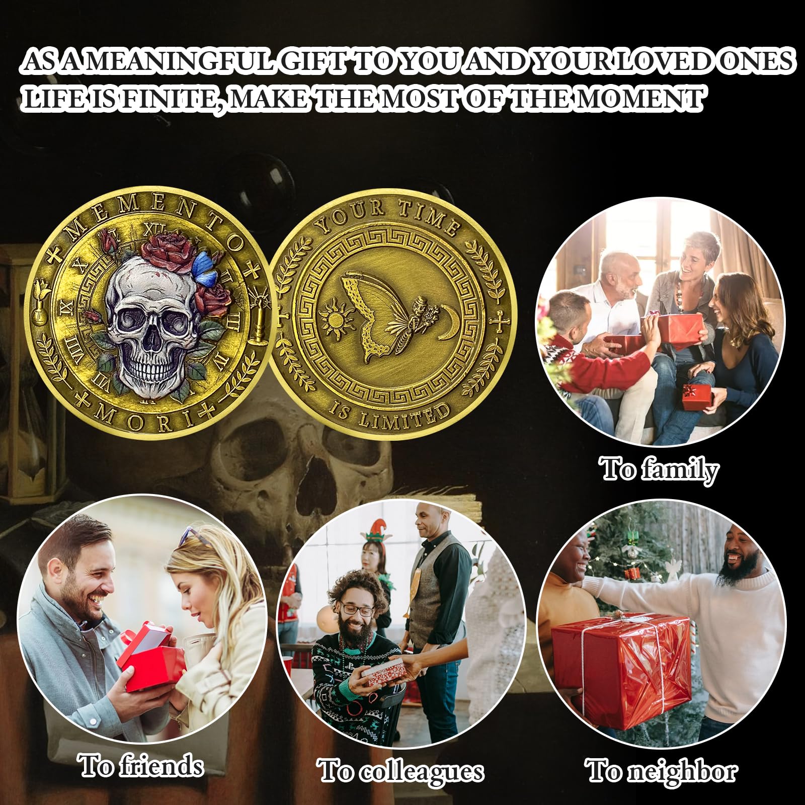 Memento Mori Vivere Stoic Reminder Token for Daily Stoic 3D Skull Challenge Coin mysite