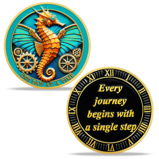 Seahorse  Every Journey Begins with a Single Step Sobriety Coin mysite