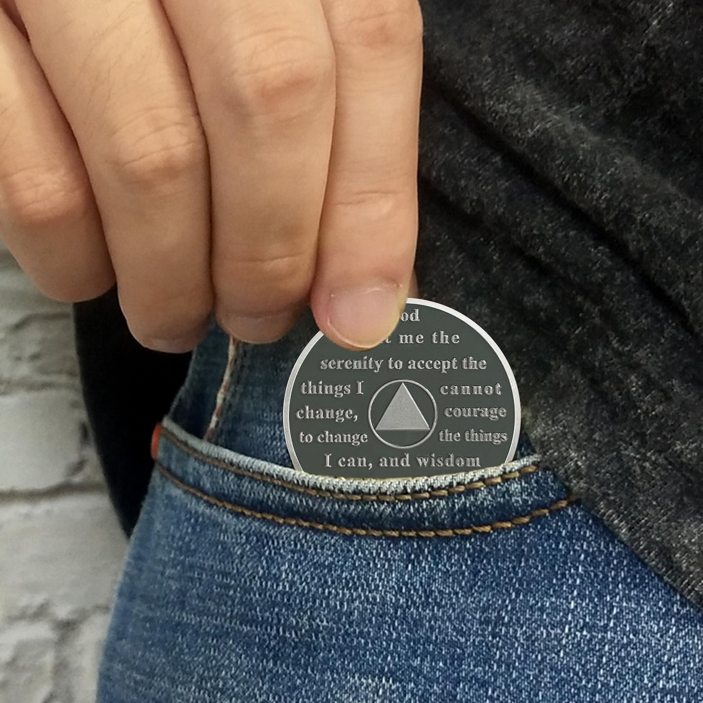 Personalized Double Flower Black Butterfly Sobriety Coin mysite