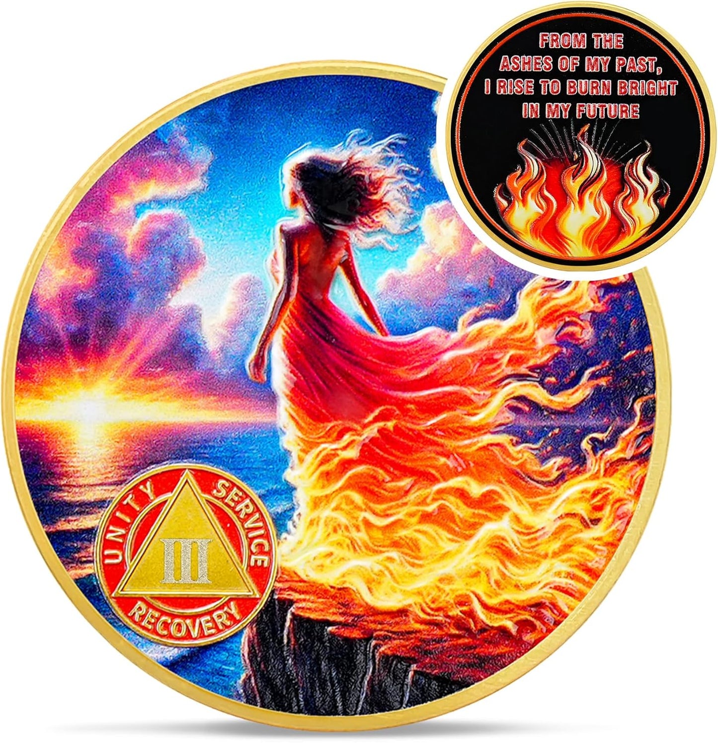 Personalized Rising from The Ashes One Year Reborn Fairy Sobriety Coin mysite