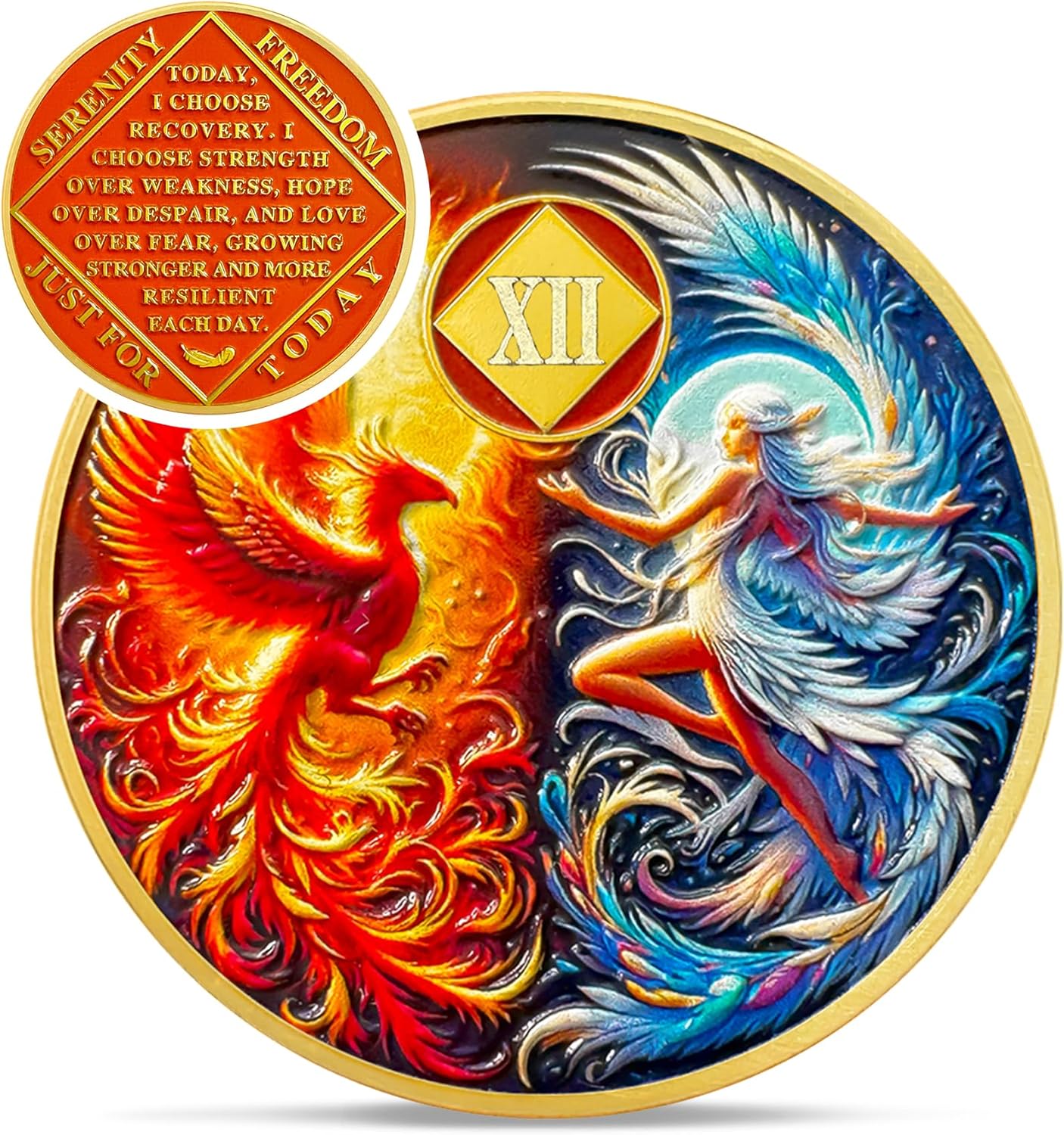 Personalized Phoenix Fairy Sun and Moon Sobriety Coin mysite