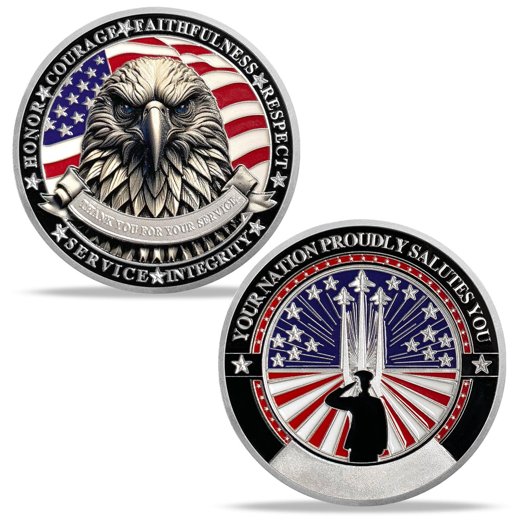 Saluting Soldier Eagle Emblem Patriotic Veteran Military Challenge Coin mysite