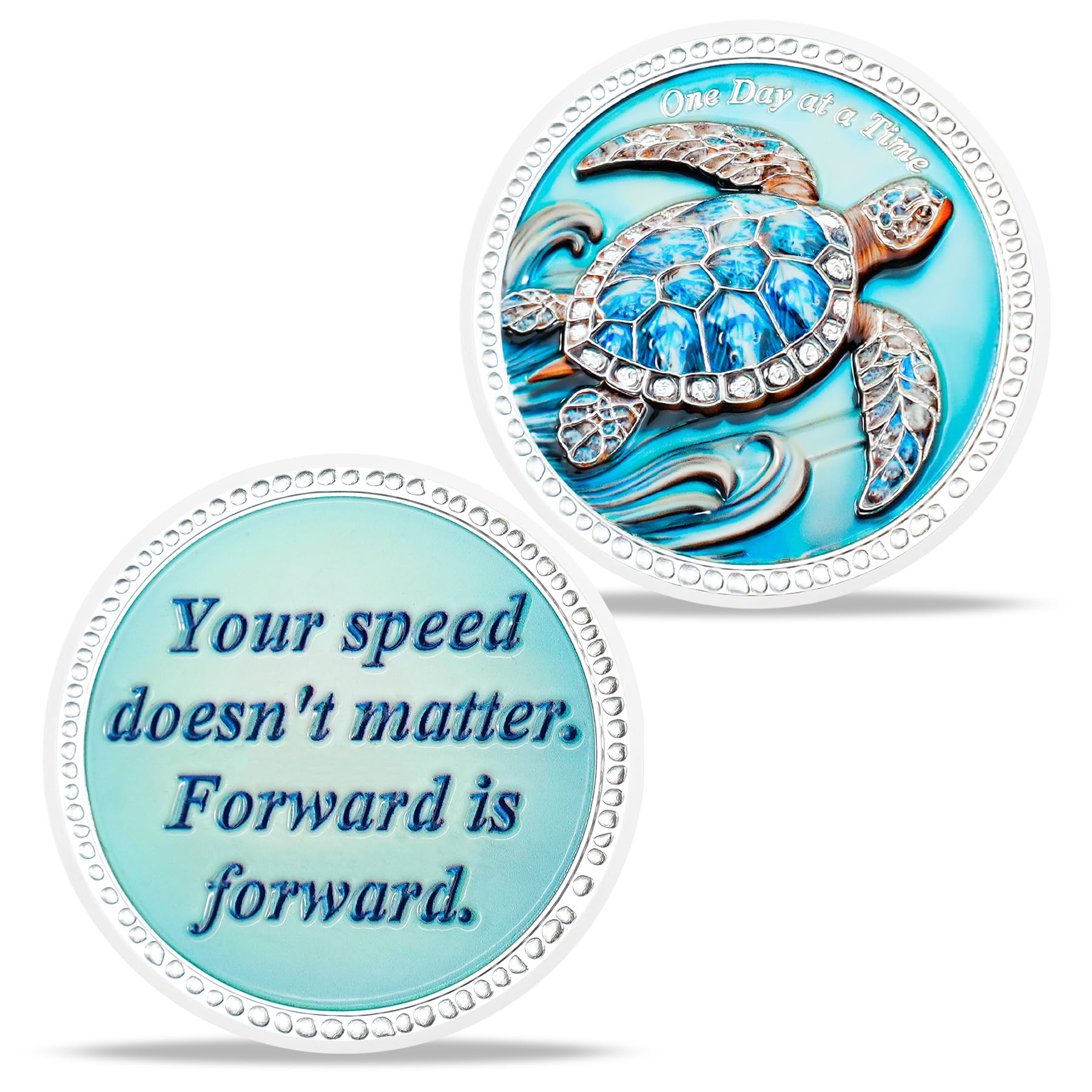 Inspirational Sobriety Coin with 3D Turtle mysite