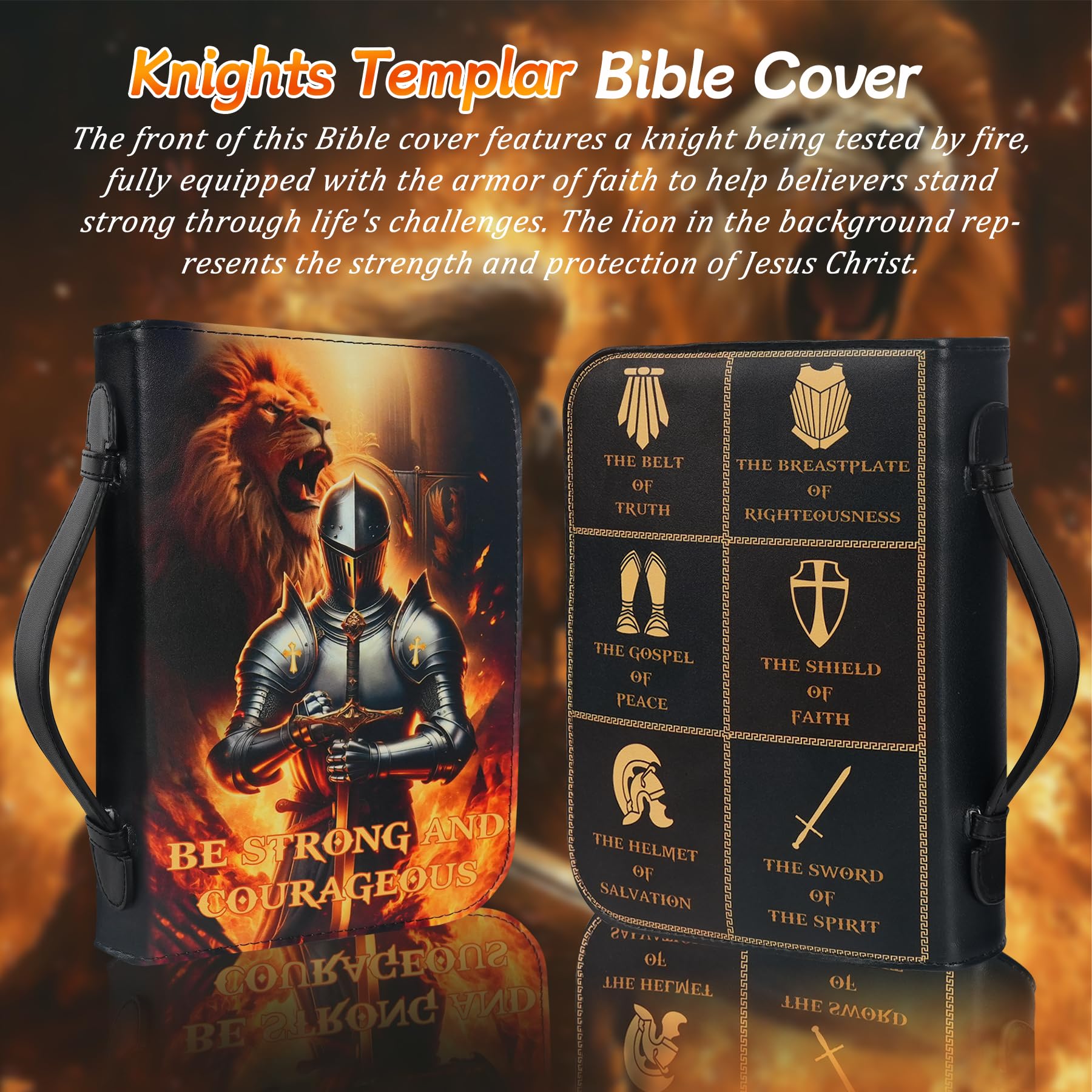 Religious Bible Pattern Leather Personalized Knight Bible Cover mysite
