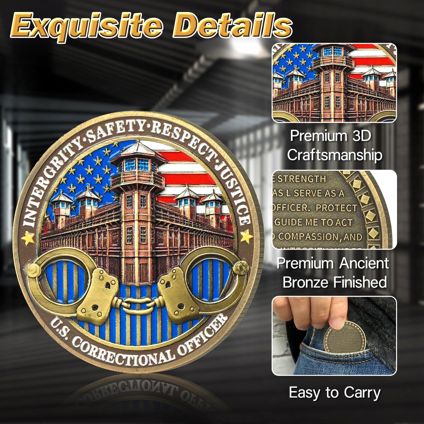 U.S. Correctional Officer Honor Correctional Officers Gray Prison Police Challenge Coins mysite