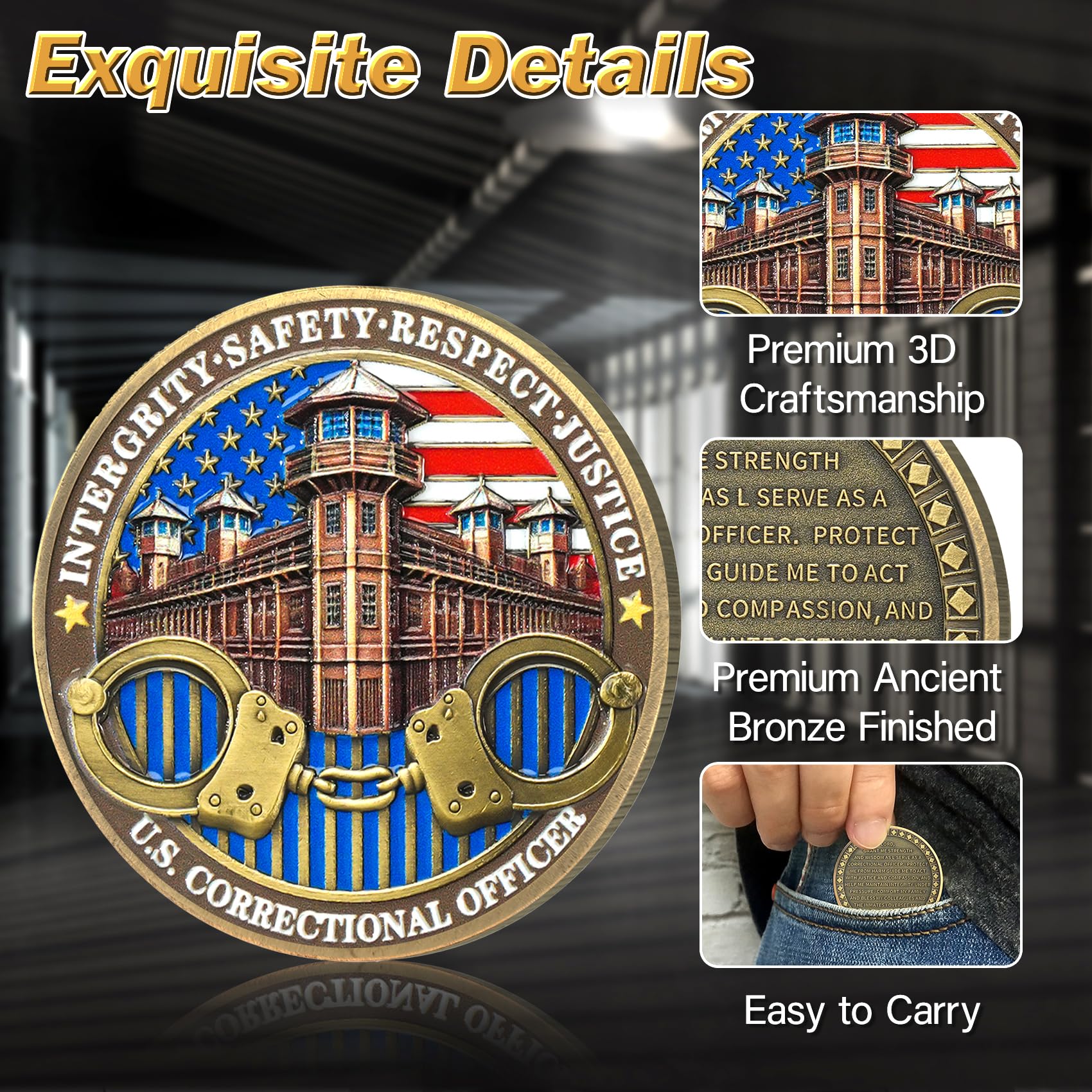 U.S. Correctional Officer Honor Correctional Officers Gray Prison Police Challenge Coins mysite