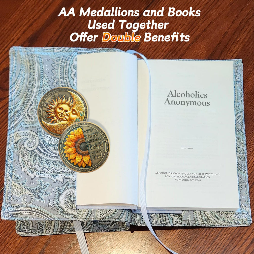 Celebrate Living Clean Narcotics Alcoholics Anonymous  Sunflower Blessing Sobriety Coin mysite