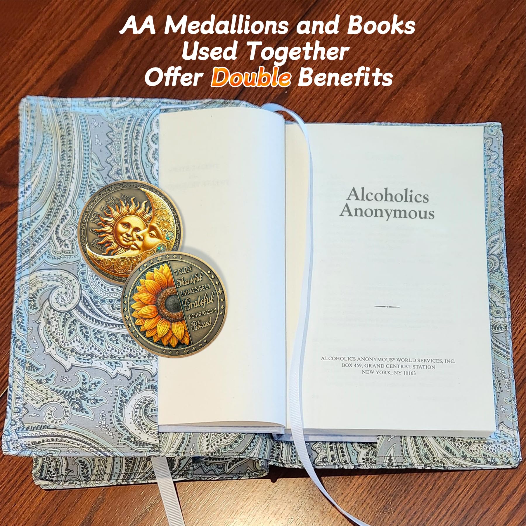 Celebrate Living Clean Narcotics Alcoholics Anonymous  Sunflower Blessing Sobriety Coin mysite
