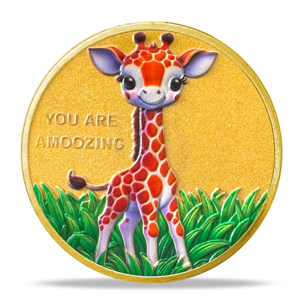 Cute Giraffe and Cow Design Motivational Coins mysite