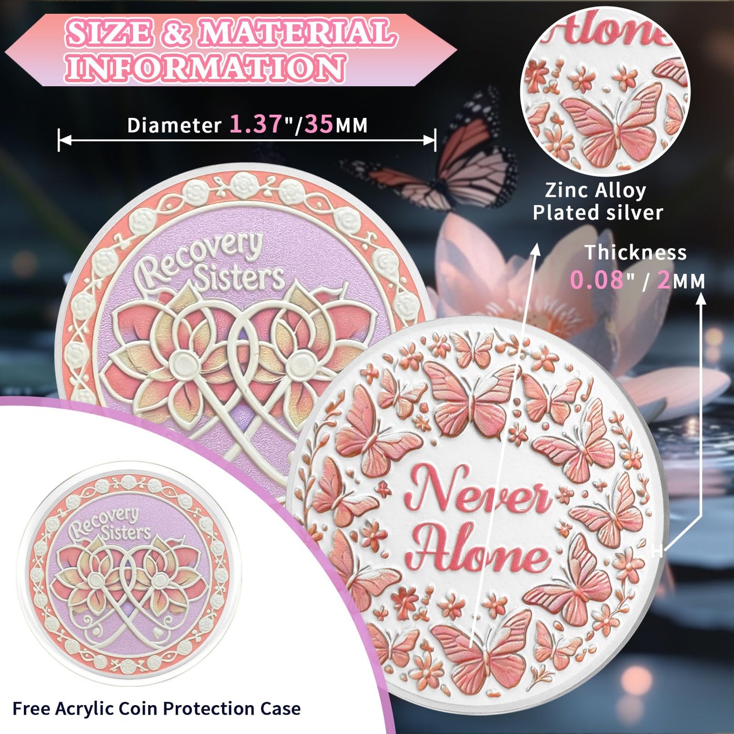 Never Alone Original Recovery Sisters Sobriety  Coin mysite