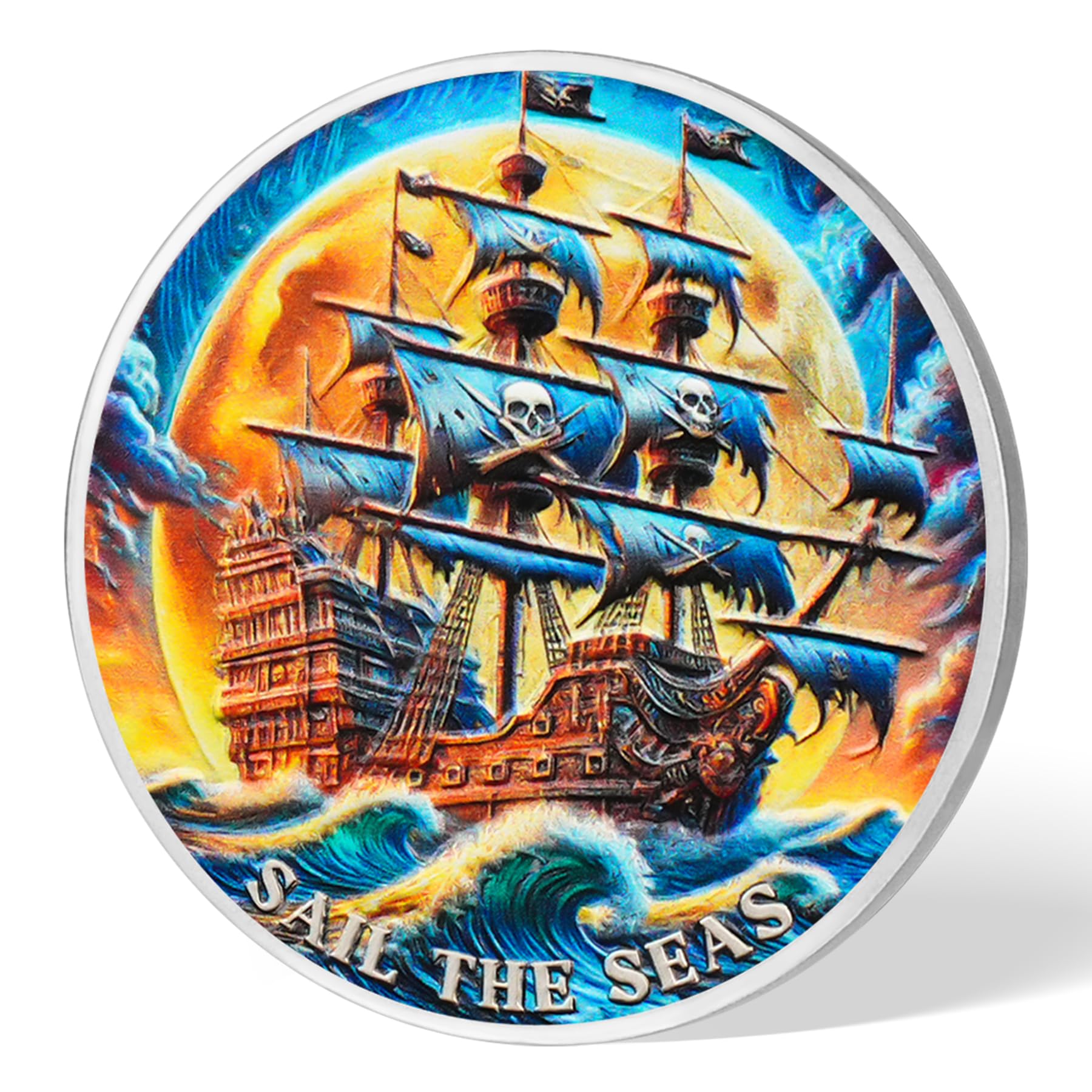 Skull Gothic Pirate Ship Challenge Coin mysite