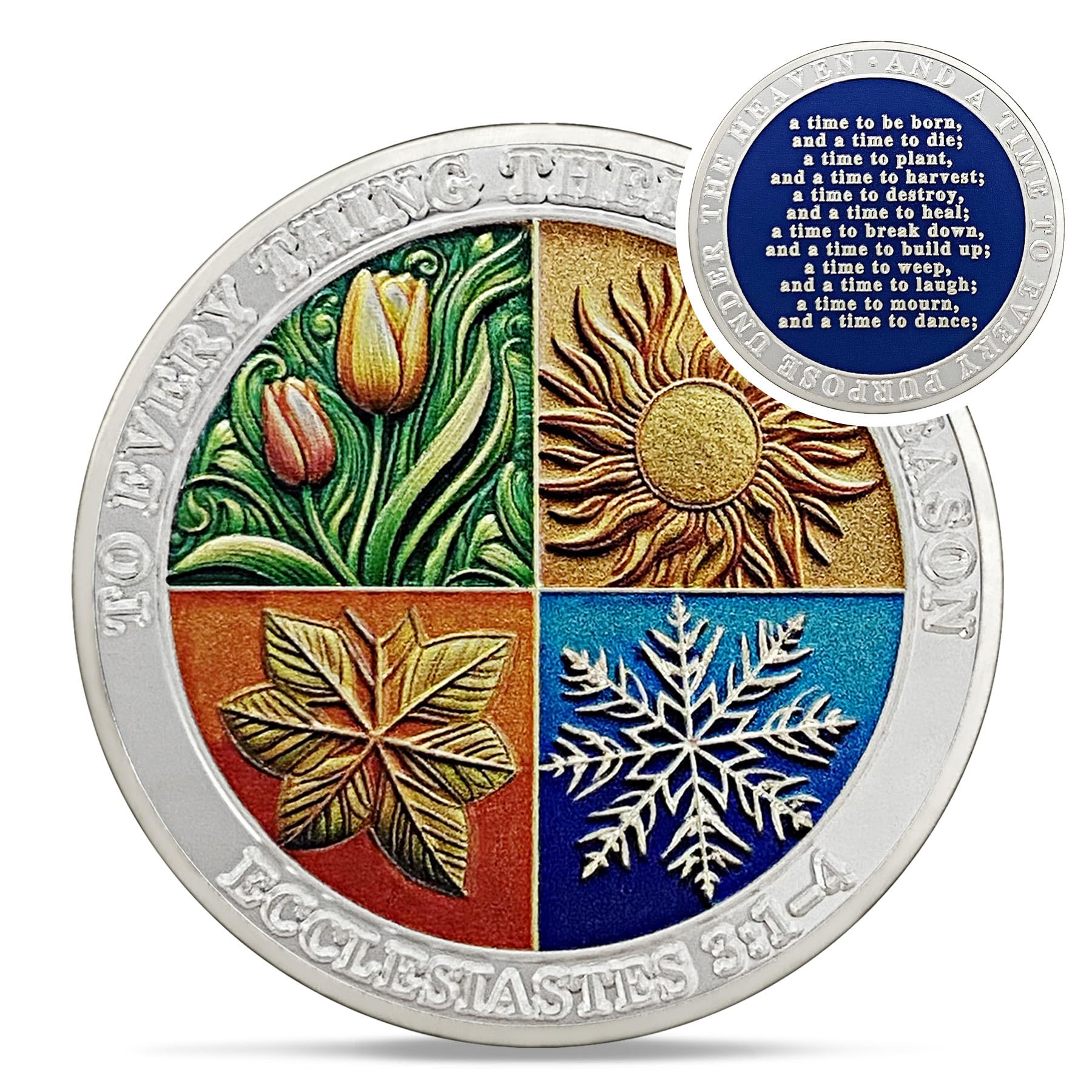 Delicate Four Seasons Christian Encourage Pocket Bible Verses Challenge Coin mysite