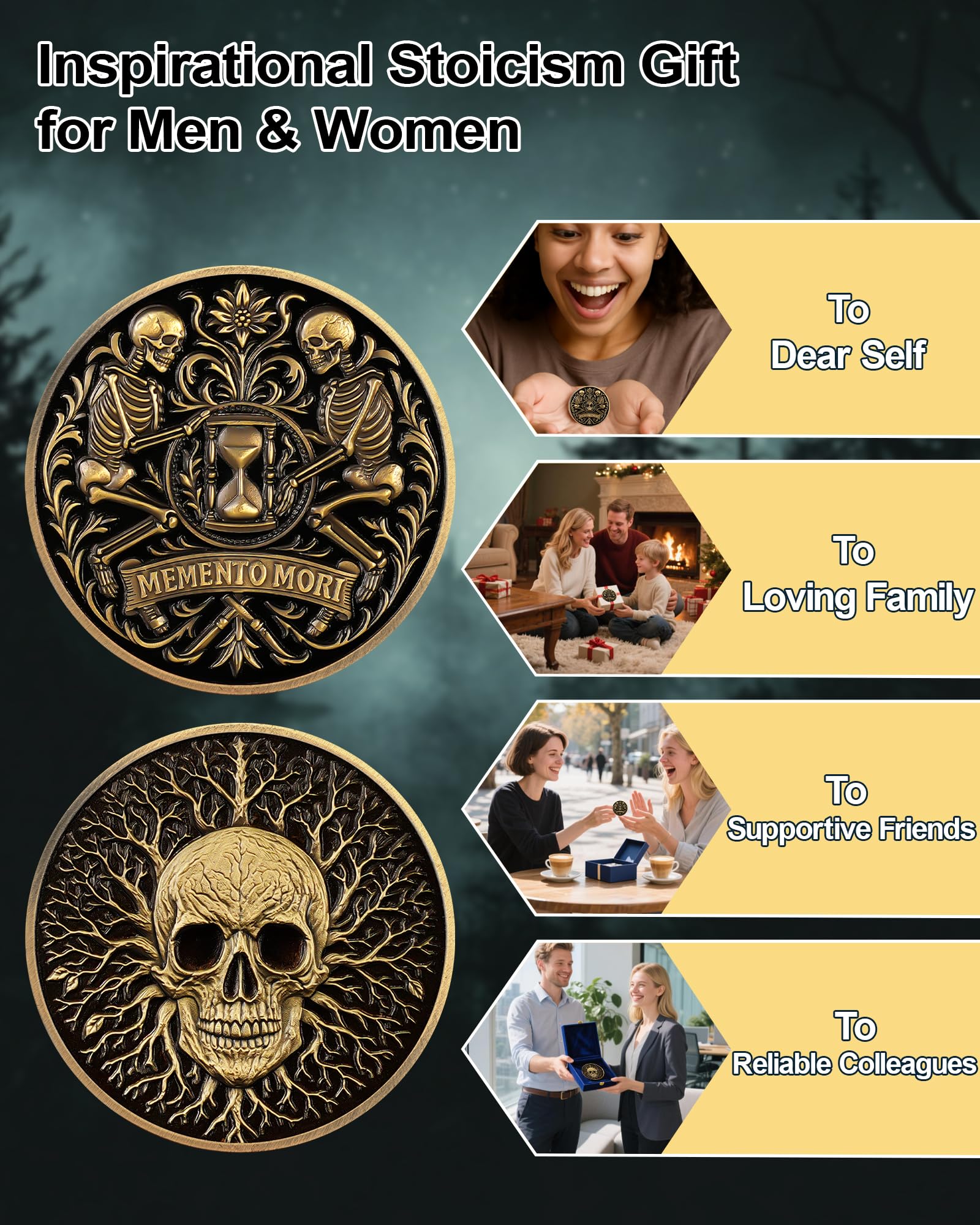 Dual Skeletons Guarding Hourglass-Symbol of Mortality and Time Memento Mori Coin mysite