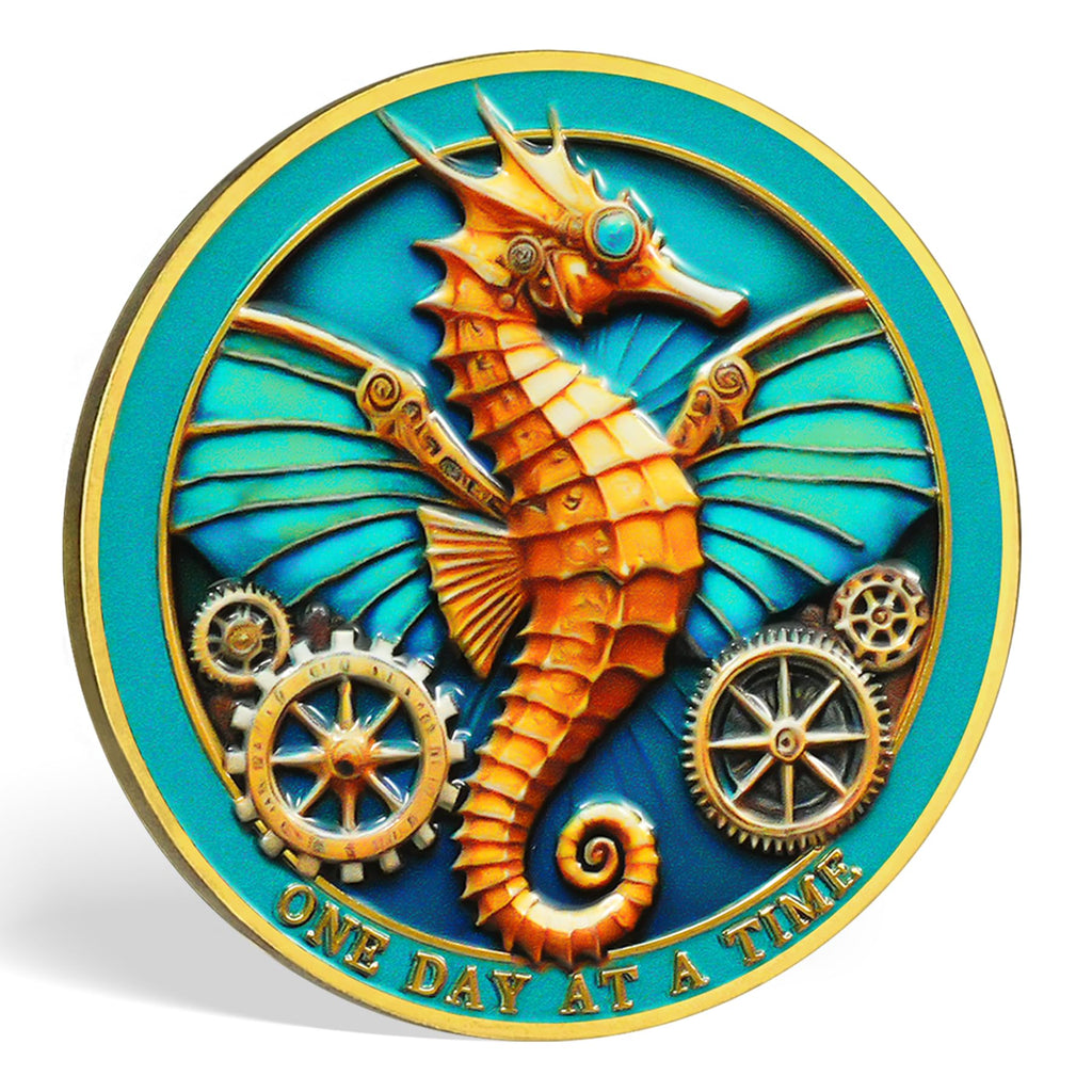 Seahorse  Every Journey Begins with a Single Step Sobriety Coin mysite