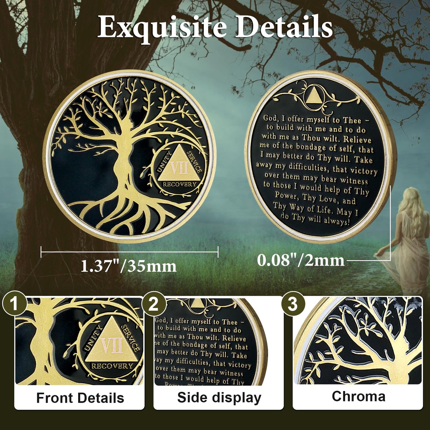 Personalized Gold Tree of Life Sobriety Coin mysite