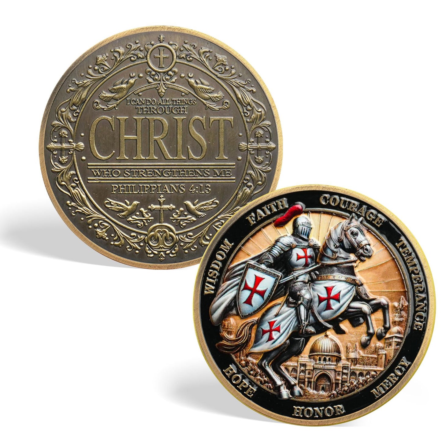 Philippians 4:13 Scripture Knights Templar Christian Challenge Coin mysite