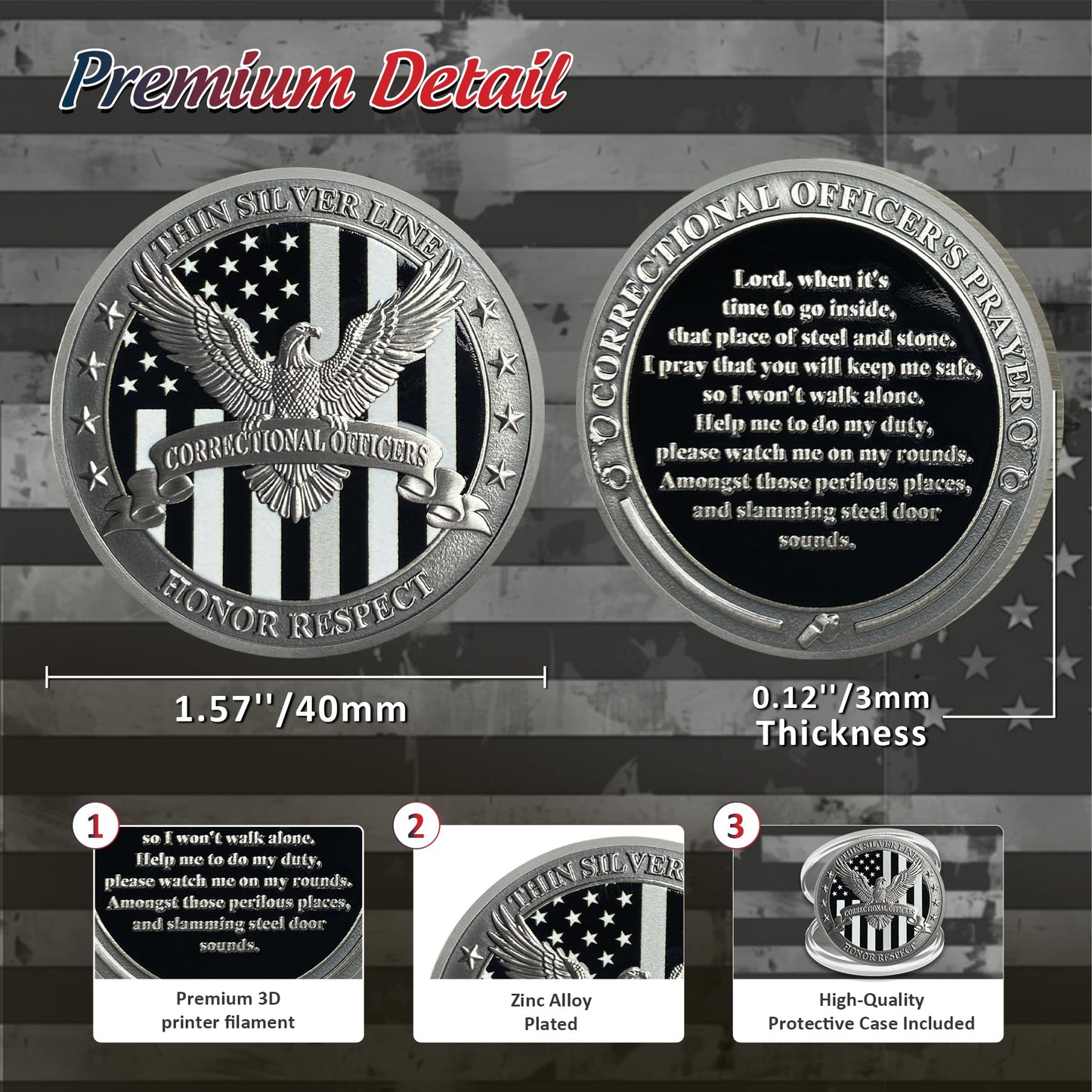 Eagle Thin Silver Line Police Challenge Coin mysite