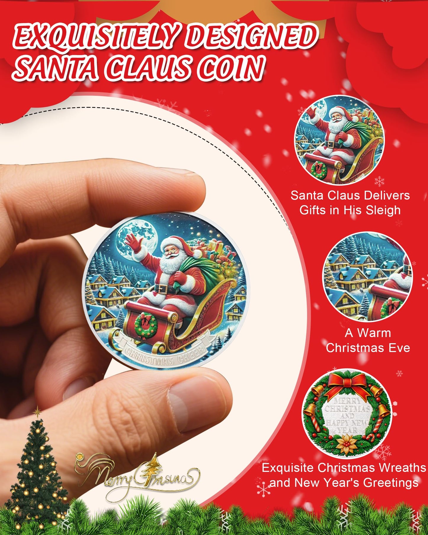 Santa Claus on Sleigh Christmas Coin mysite
