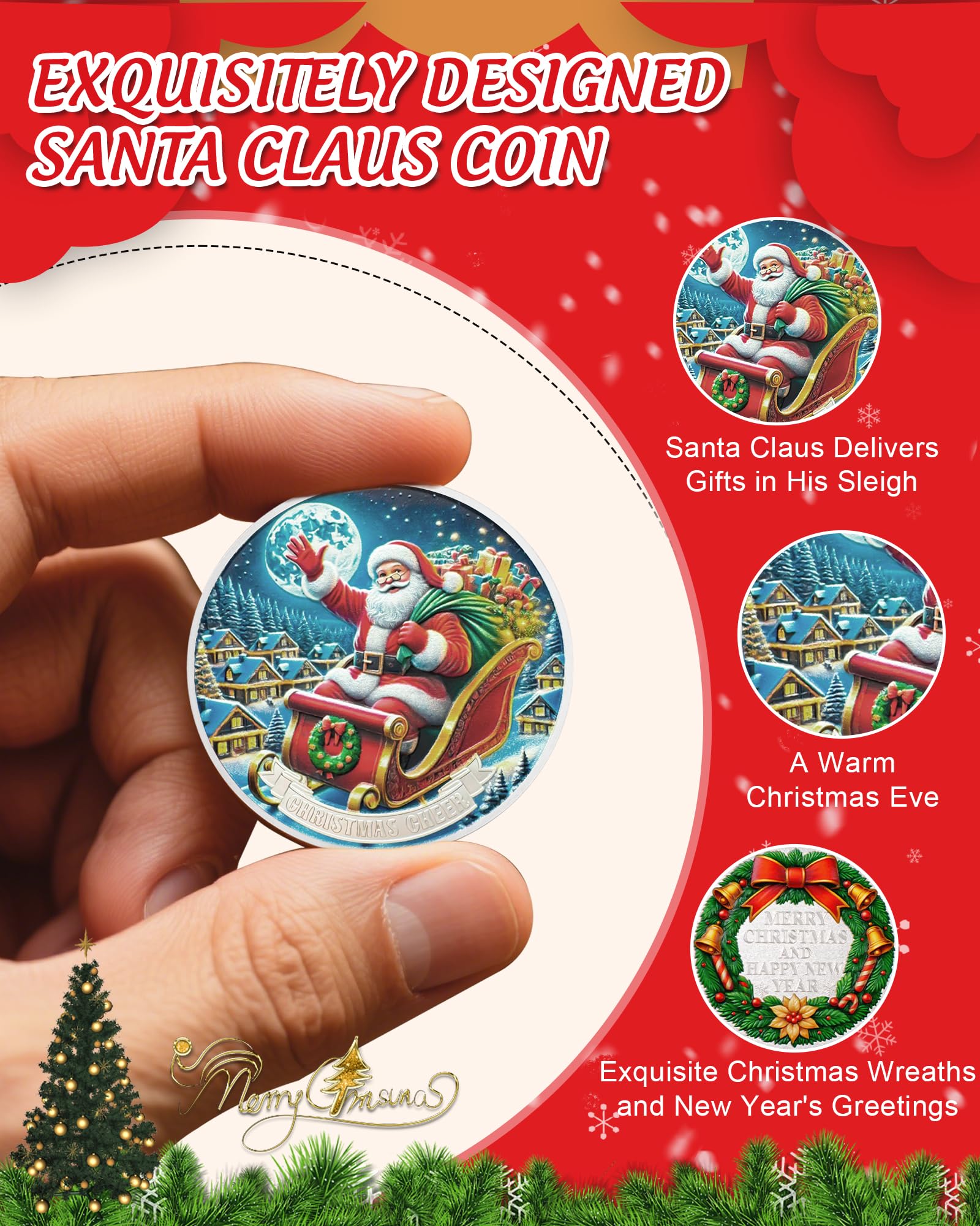 Santa Claus on Sleigh Christmas Coin mysite